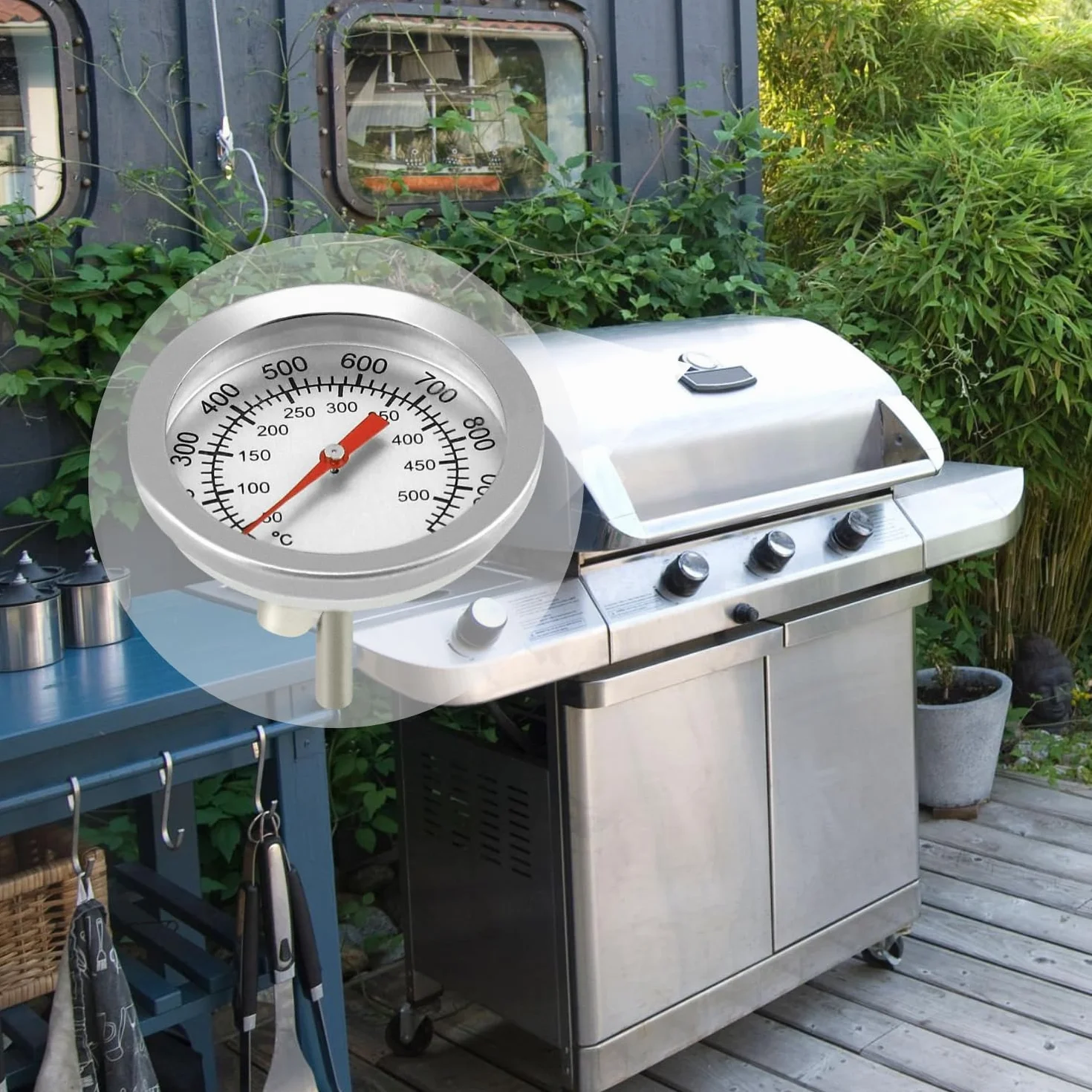 Thermomètre pour Grill à Charbon 50-600℃ Haute Température Barbecue Fumoir