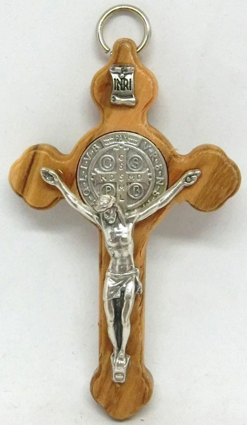 Croix de Saint Benoît en bois d'olivier GTBITALY 10.030.91 Taille 8 cm Décoration salon