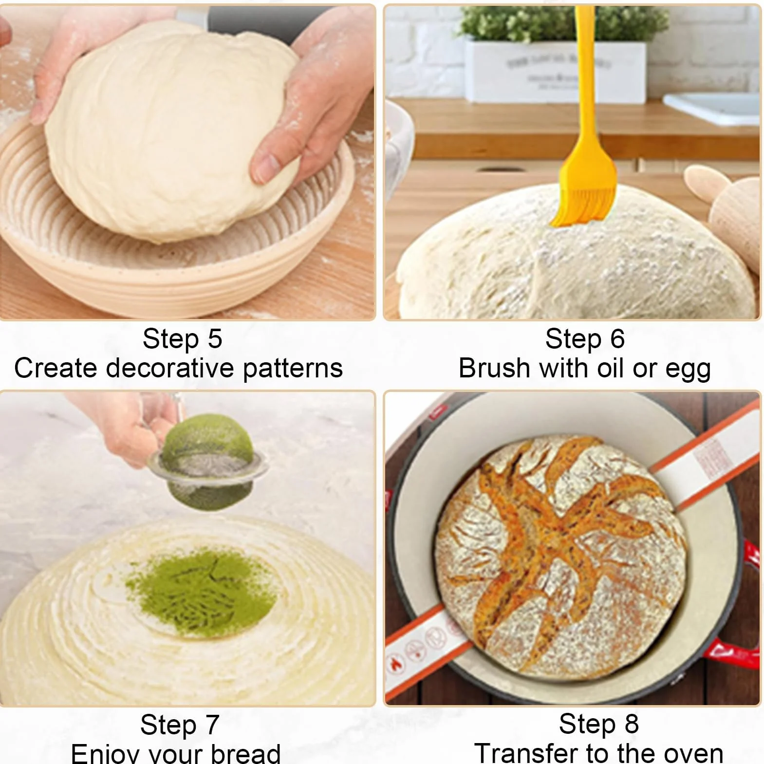 Kit de démarrage au levain avec panier grille-pain naturel, 2 paniers de fermentation et 750 ml pâte aigre