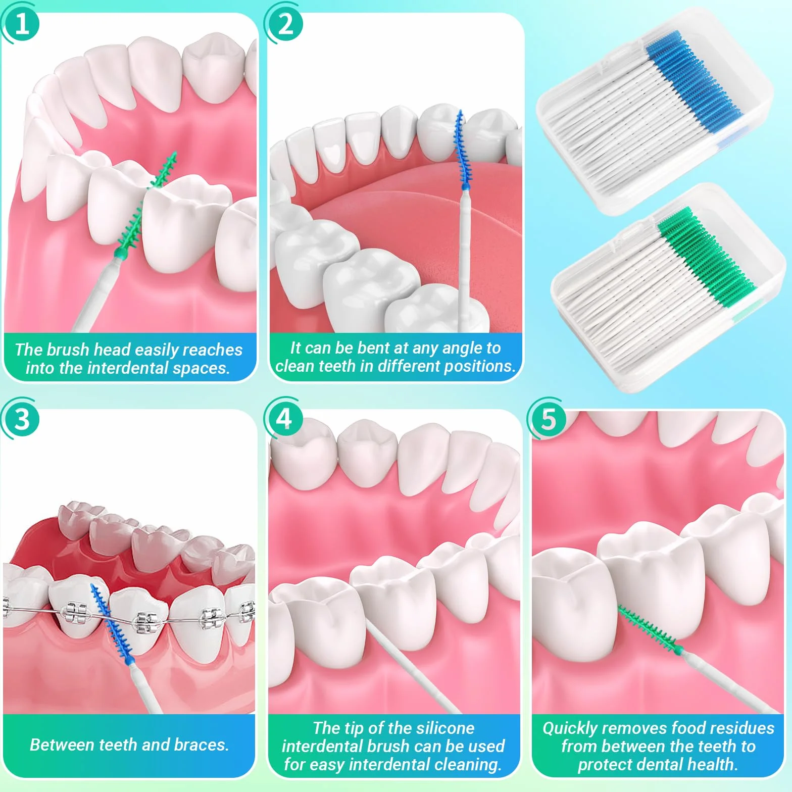 Cure Dent Plastique 2-en-1 Portable 400 Pièces Nettoyer Entre les Dents