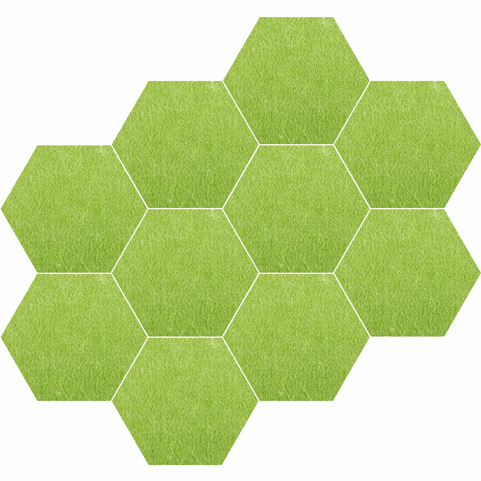 Lot de 10 carreaux hexagonaux en feutre 15 x 17,8 x 1,1 cm avec 50 punaises - Tableau d'affichage décoratif