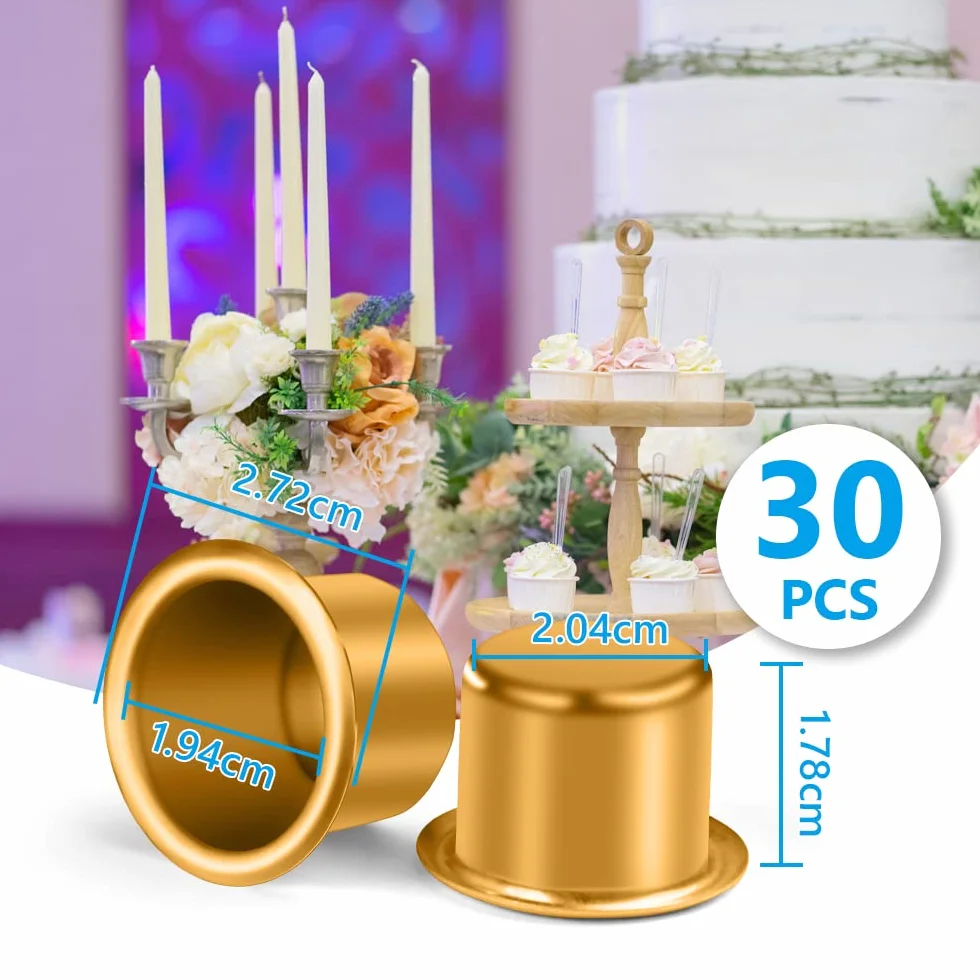 AOMIG Aluminium Insert de Bougeoir Noël, 30 Pièces Support Métal Bougie