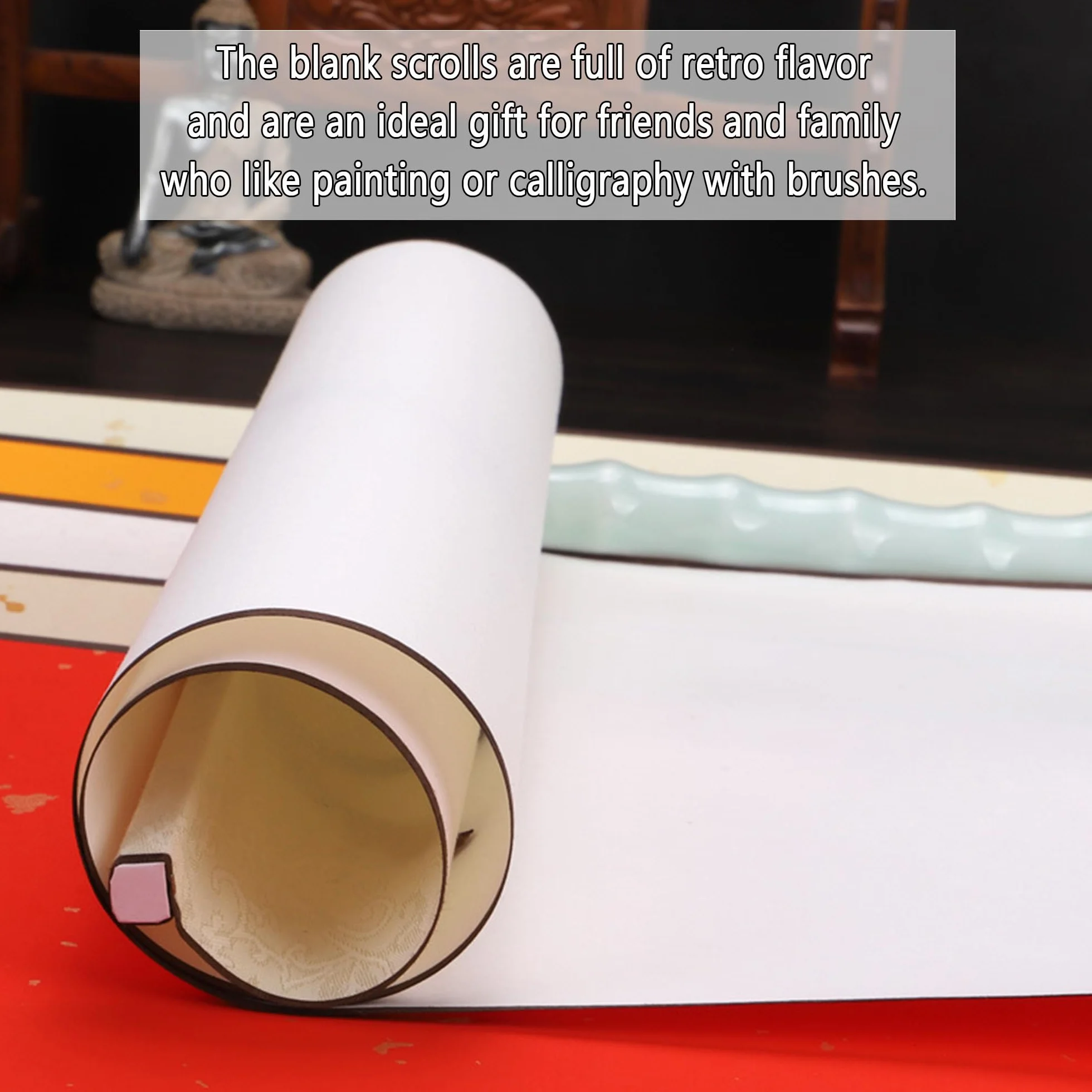 LONGHAO Parchemins Muraux Suspendus Blancs, Parchemin de Calligraphie Vide, Défilement Calligraphie Blanc