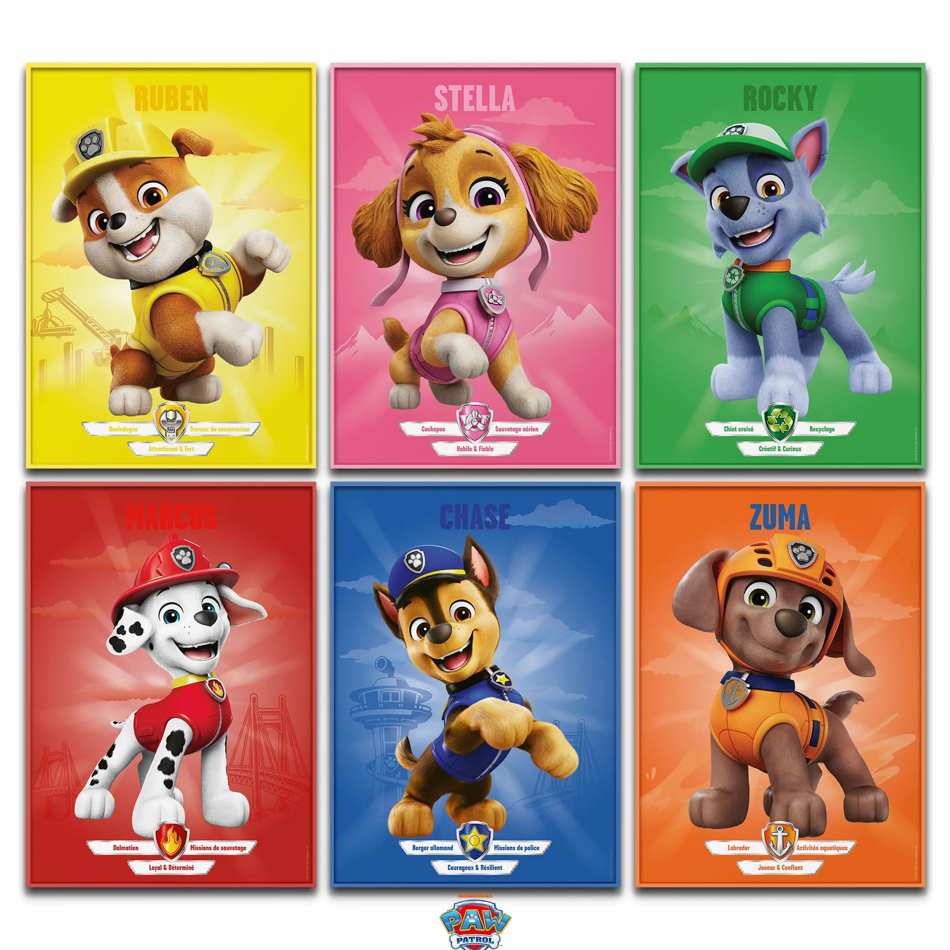 PAW Patrol Lot de 6 posters Héros - Décoration Chambre Enfant (6A4)