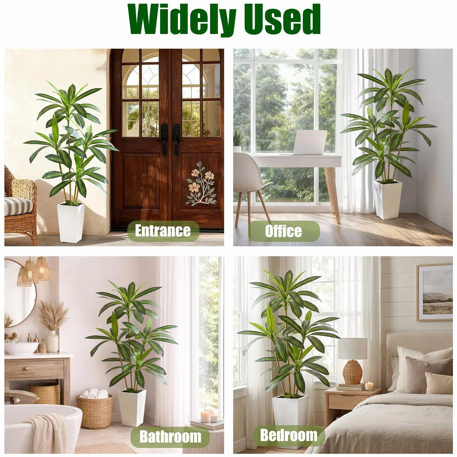 Dracaena Artificiel 160 cm Arbre Artificiel Interieur avec Pot Blanc Plante Artificielle Grande Tropical