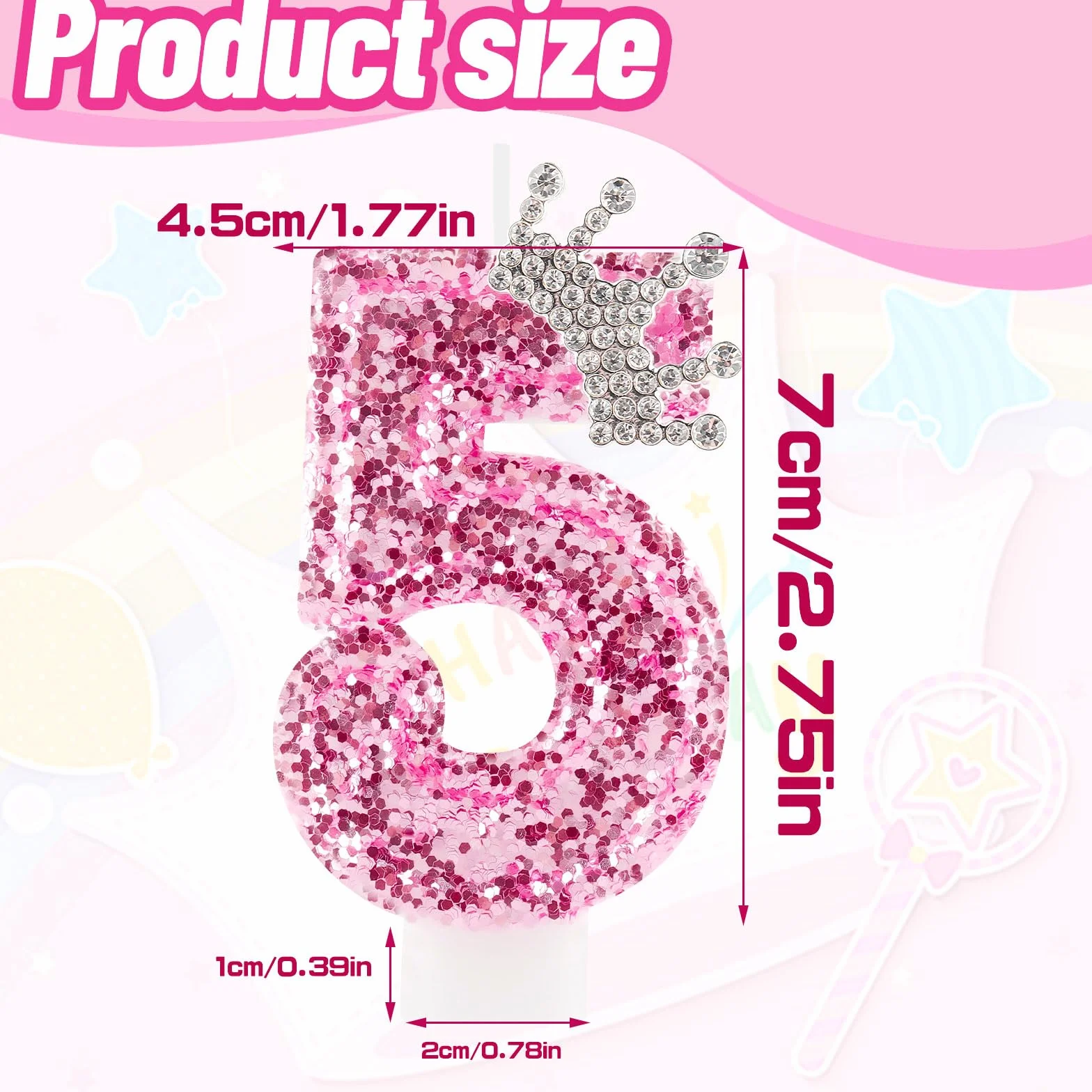 Bougies d'anniversaire 40 ans couronne rose numéro 40 pour filles femmes