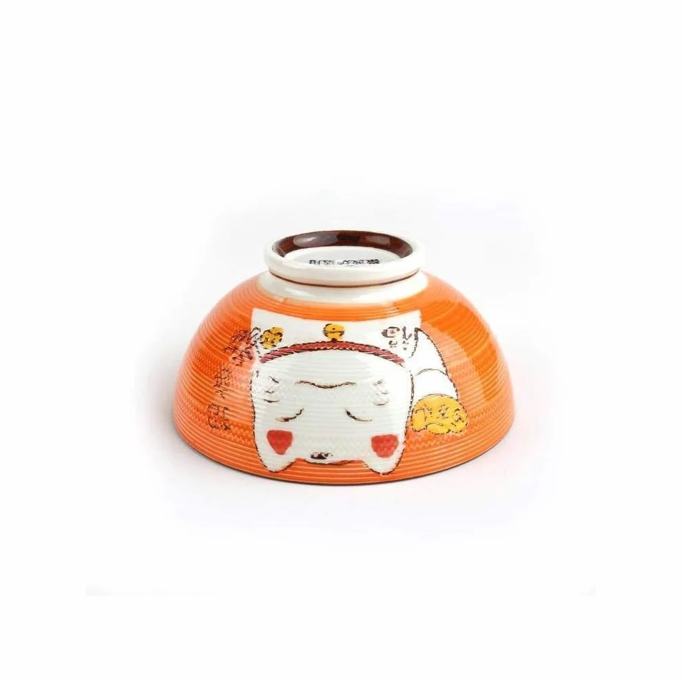 lachineuse Coffret Bols Japonais Design Maneki Neko 5 Bols à Riz Traditionnels Ø 11,5 cm 275 ML