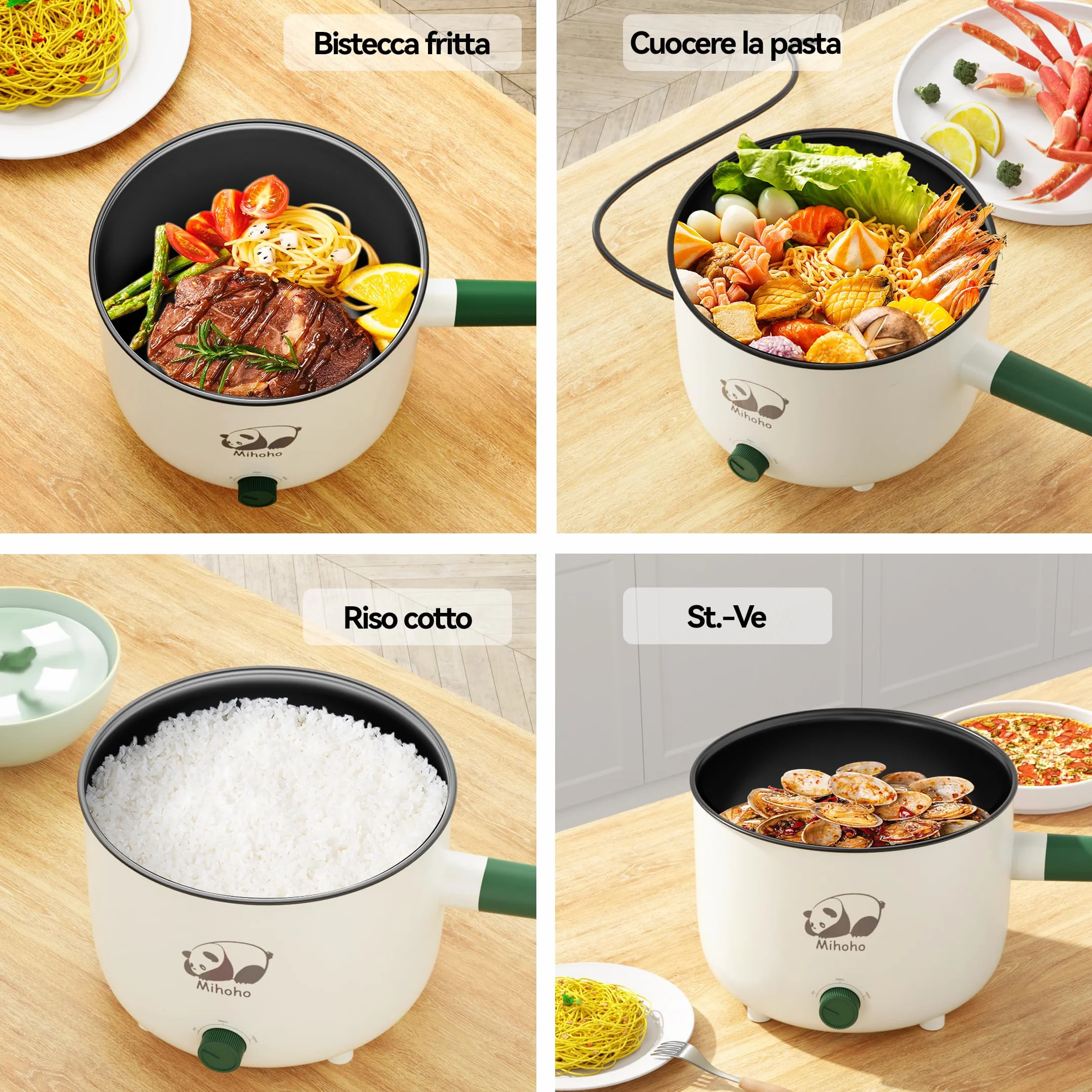 Marmite électrique Shabu Shabu 1,5 L antiadhésive portable double contrôle de puissance (vert)