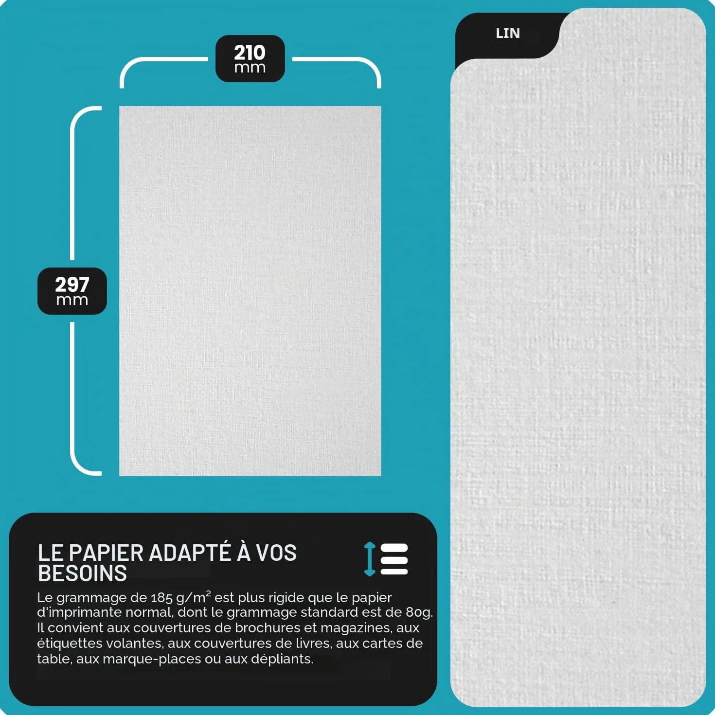 Netuno papier cartonné gaufré blanc A4 210x297mm 185g Elfenbein pour bricolage cartes d'invitation