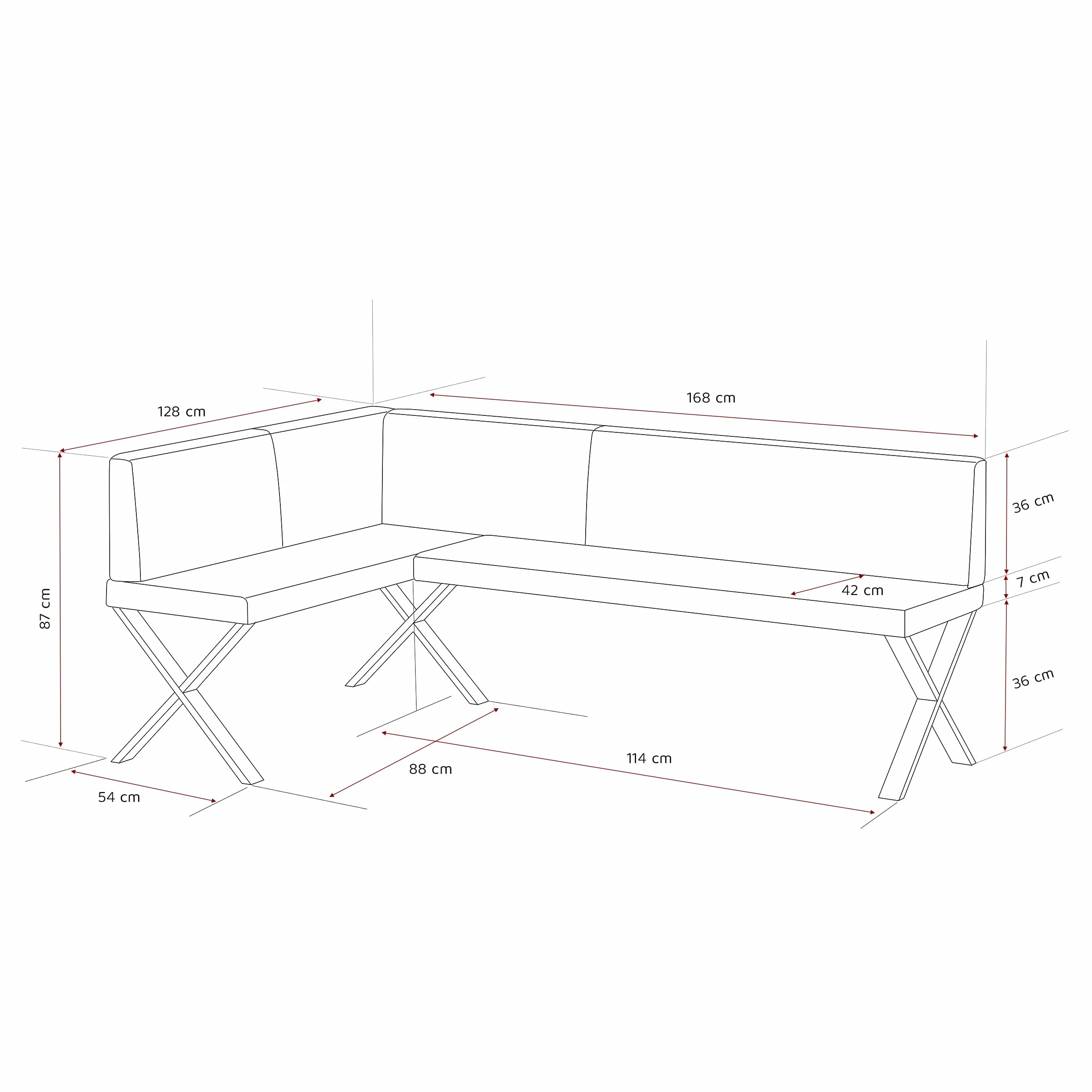 Banquette d’Angle tapissée 128x168 cm Gauche/Droite avec Dossier – Meuble d’Angle pour Cuisine