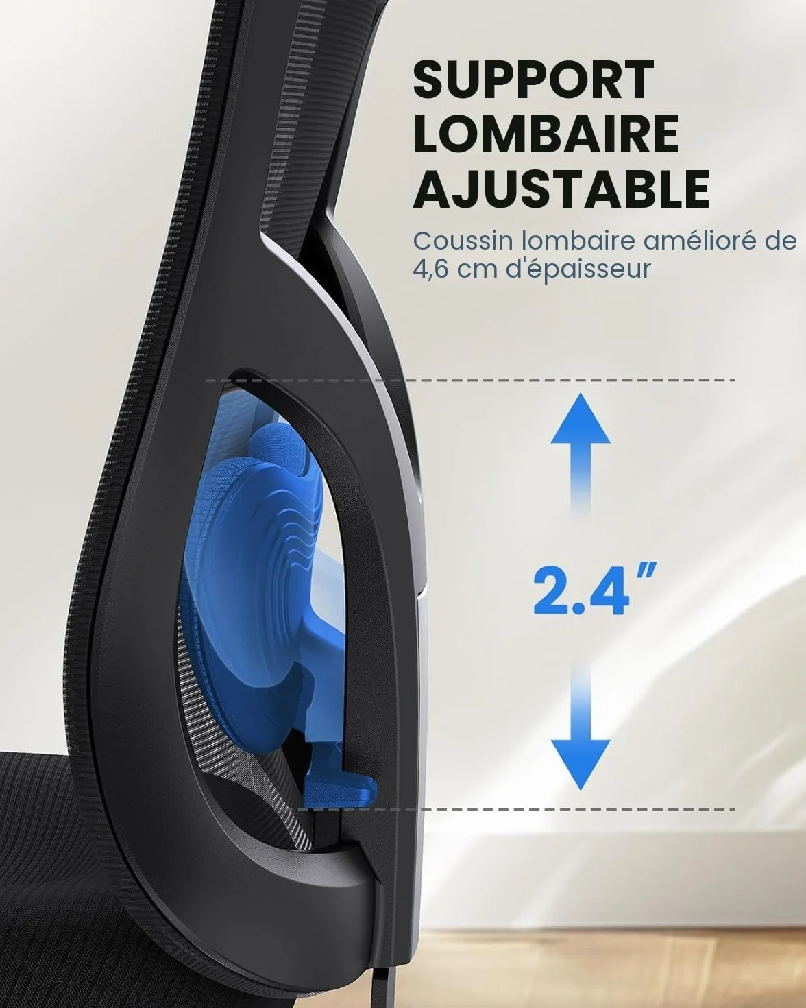 NOBLEWELL Chaise de Bureau Ergonomique Support Lombaire Appui-tête 2D Accoudoirs Réglables Coussin Amélioré Inclinaison Bascule 130° Ordinateur Bureau Domicile