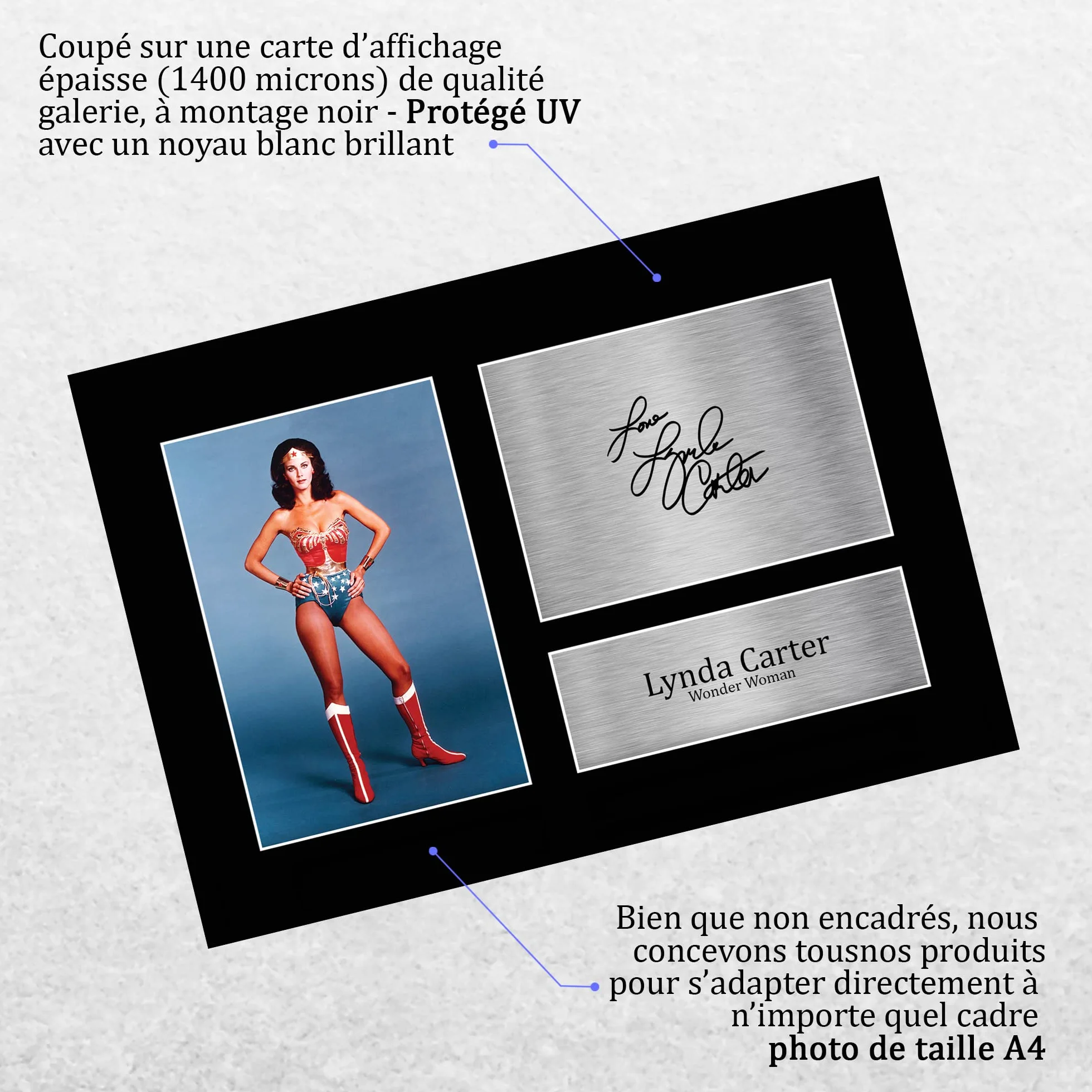 A4 Lynda Carter Wonder Woman Photo Autographiée Signée Cadeau Fan