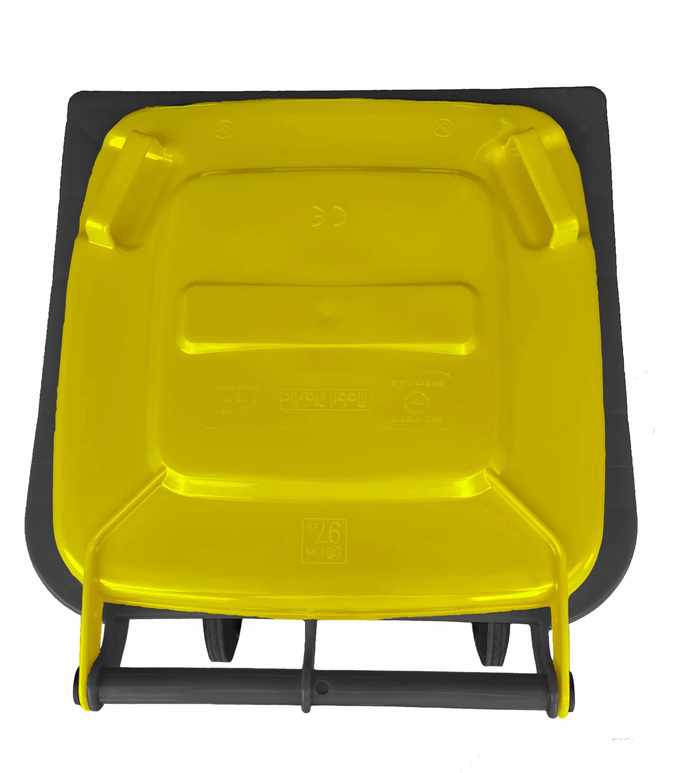 Mobil Plastic Poubelle à roulettes 240 L Gris Jaune Uni EN 840 pour tri sélectif extérieur