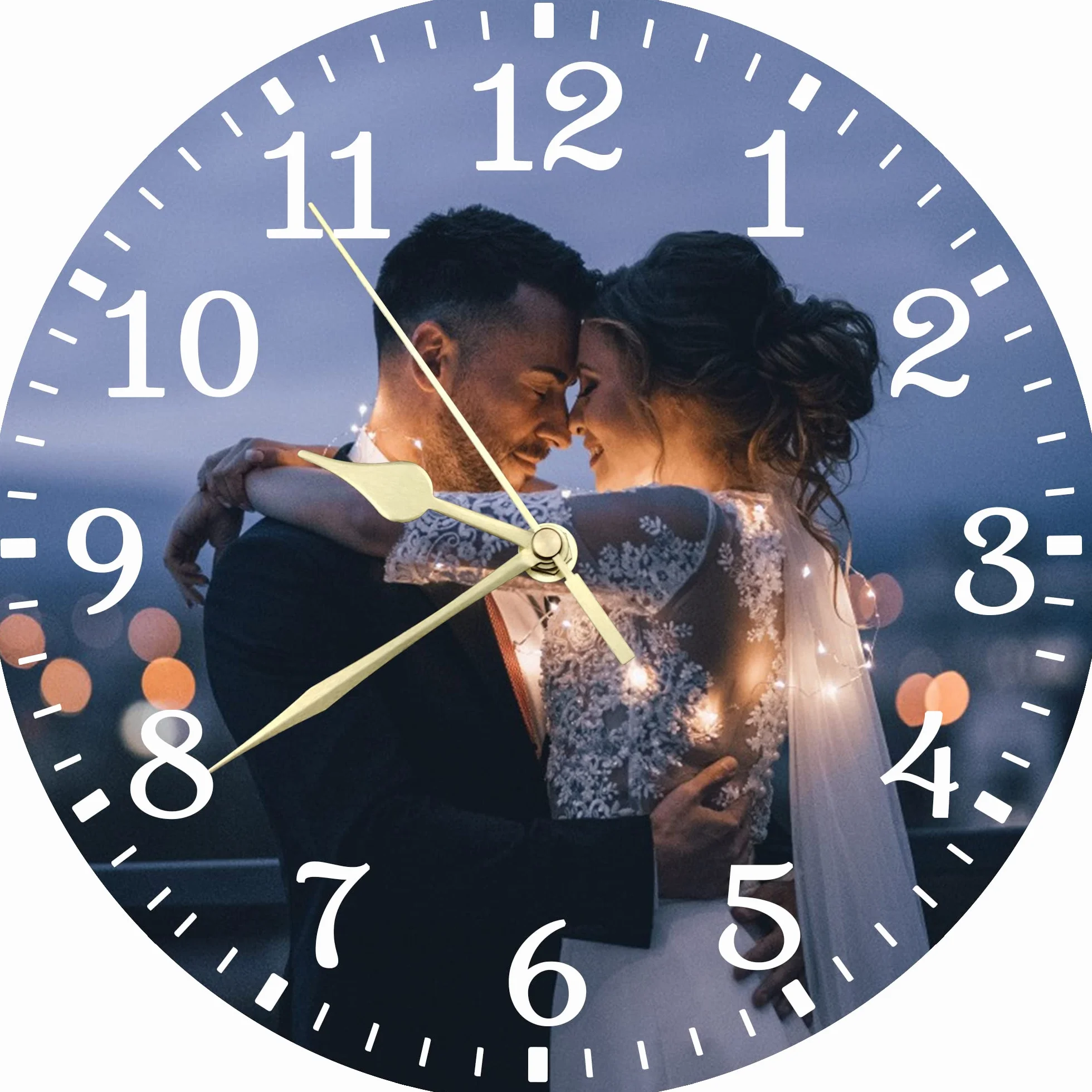 Horloge Murale Silencieuse Personnalisée Décor Salon Photo Cadeau Anniversaire