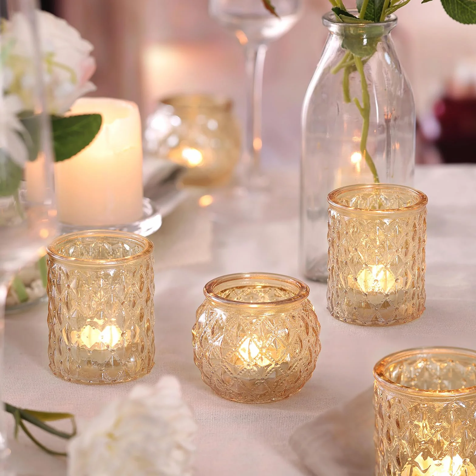 NITIME Lot de 12 photophores dorés assortis bougeoirs mariage décoration fête
