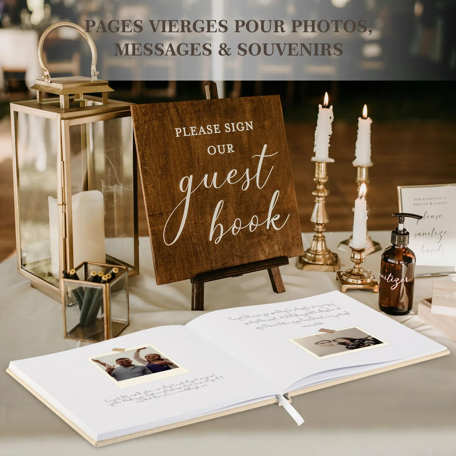 Livre d'or Mariage 2026 en Lin 108 Pages Vierges Crème
