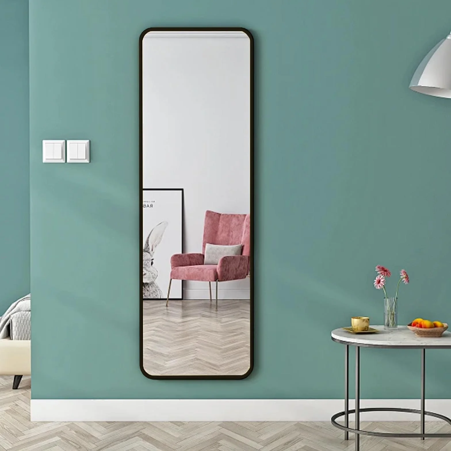 Kapler Arc Miroir sur pied 160 x 53 cm noir inclinable décoration salon