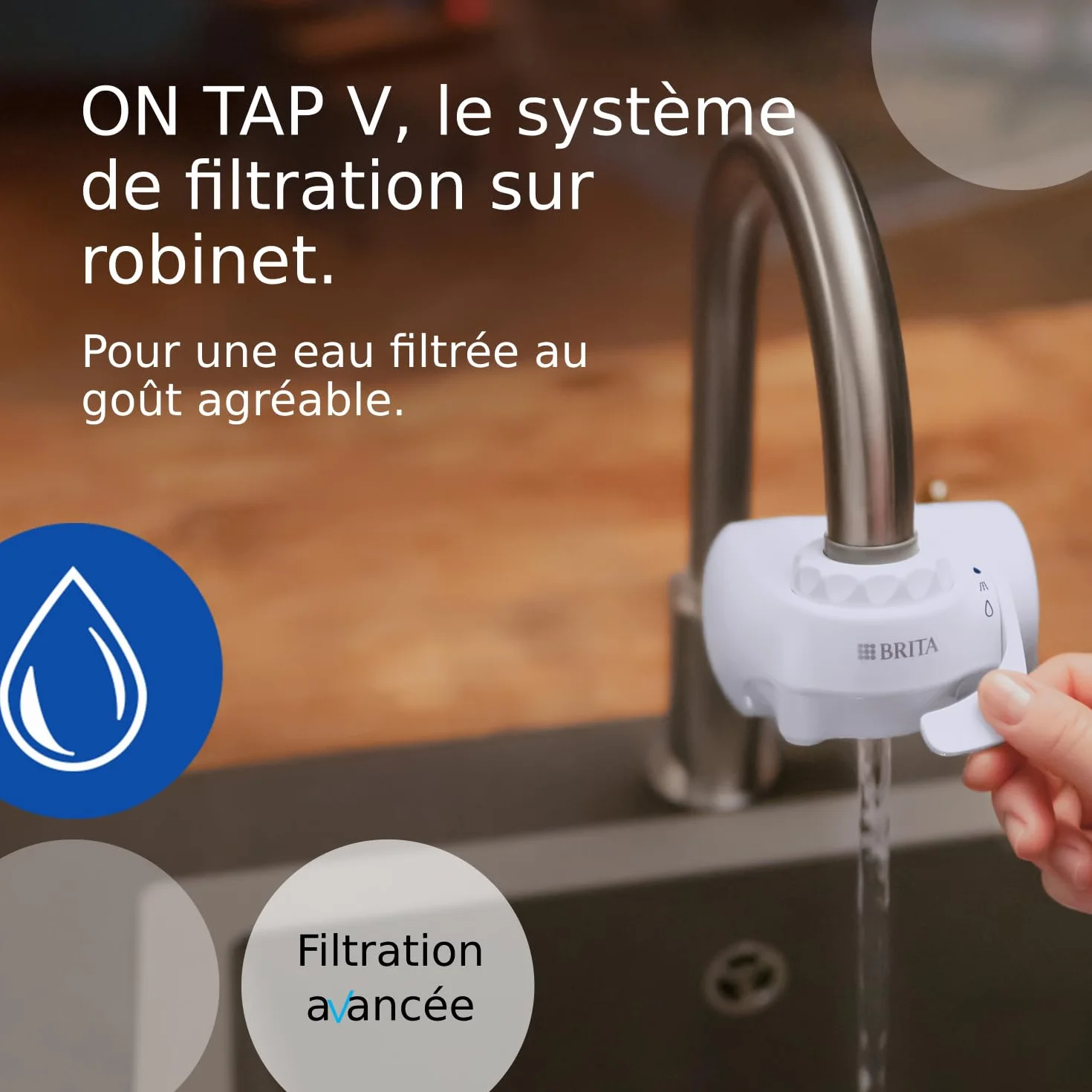BRITA ON TAP V système de filtration sur robinet blanc avec 1 filtre à eau