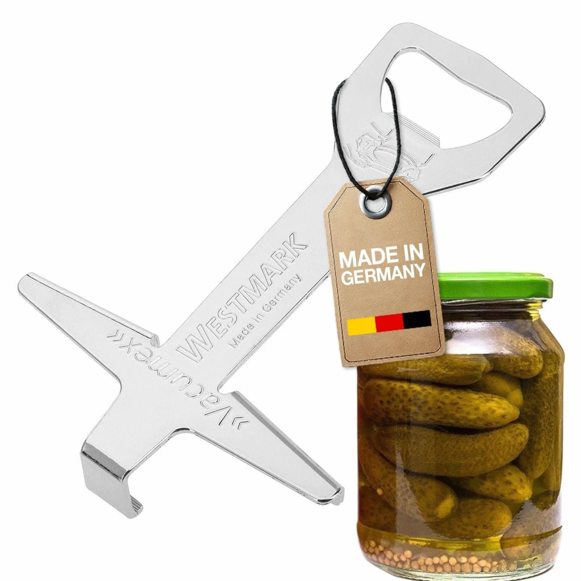 Westmark Ouvre-Bocal avec Décapsuleur 13,1cm Acier Chromé Argent