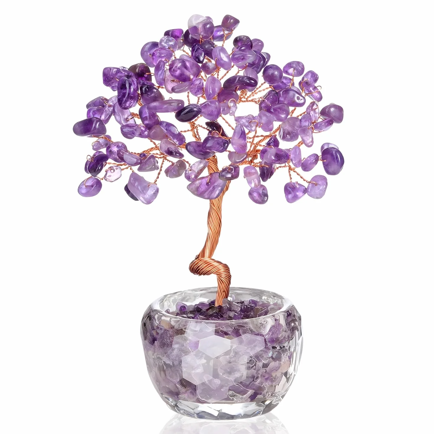 Arbre en cristal de quartz rose fait main pierre précieuse guérison décoration maison bureau chakra cadeau porte-bonheur anniversaire violet