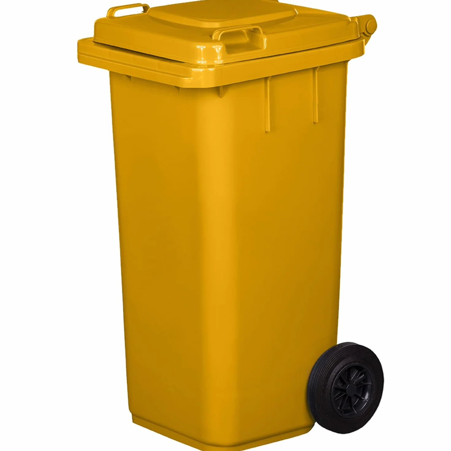 JESTIC Poubelle à roulettes 120 Litres Jaune Tri Selectif Garage XXL