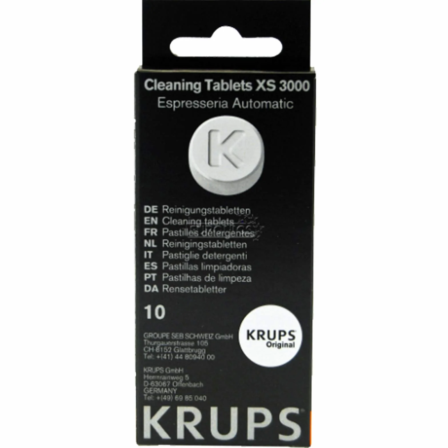 Krups XS300010 Lot de 10 tablettes de nettoyage pour machine à expresso Rowenta ES6800 ES6805 ES6825 1,5 g