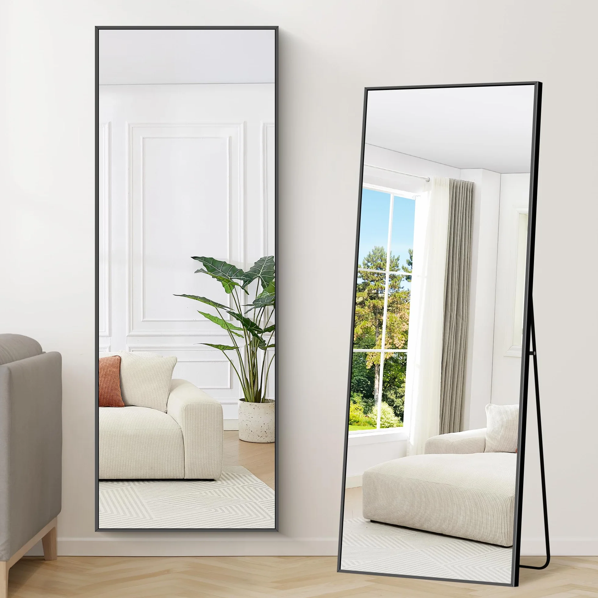 Weare Home Miroir Pleine Longueur Rectangulaire 165 x 60 cm Cadre en Métal Noir