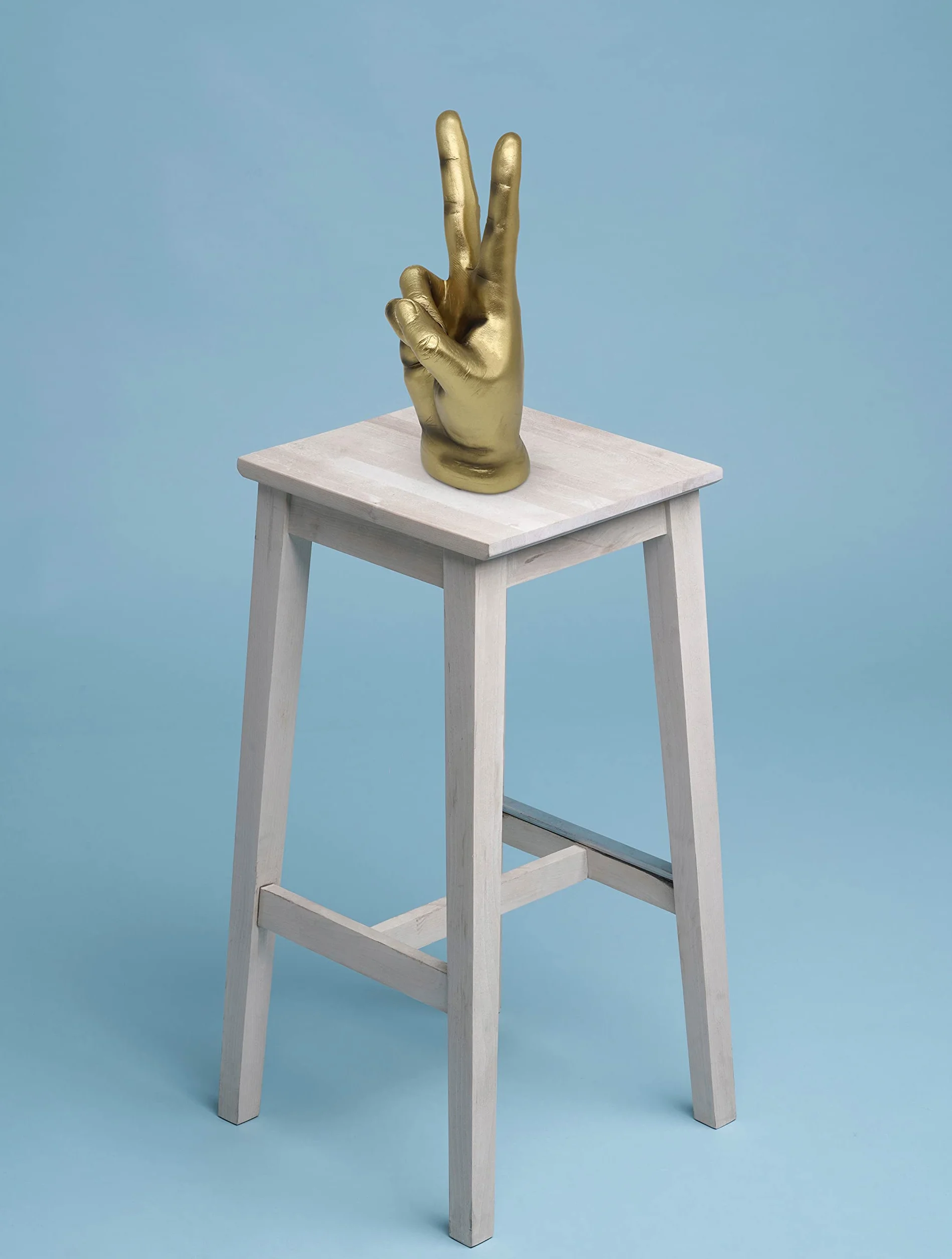 Signe de Victoire doré Sculpture Moderne en Or Main dorée résine marbre 20cm Bureau Salon Design Deco Doigt plaqué Or Symbole Paix