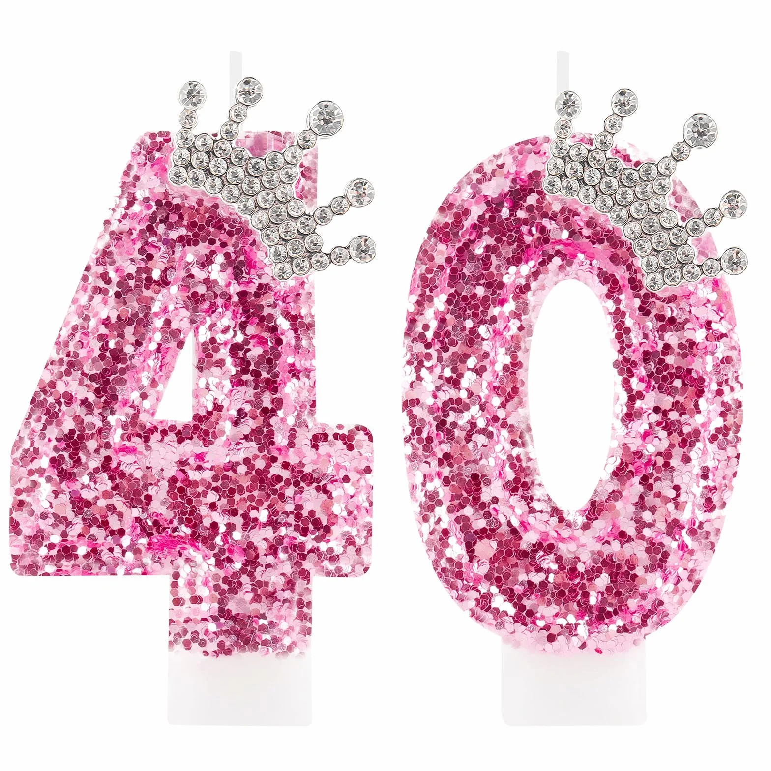 Bougies d'anniversaire 40 ans couronne rose numéro 40 pour filles femmes