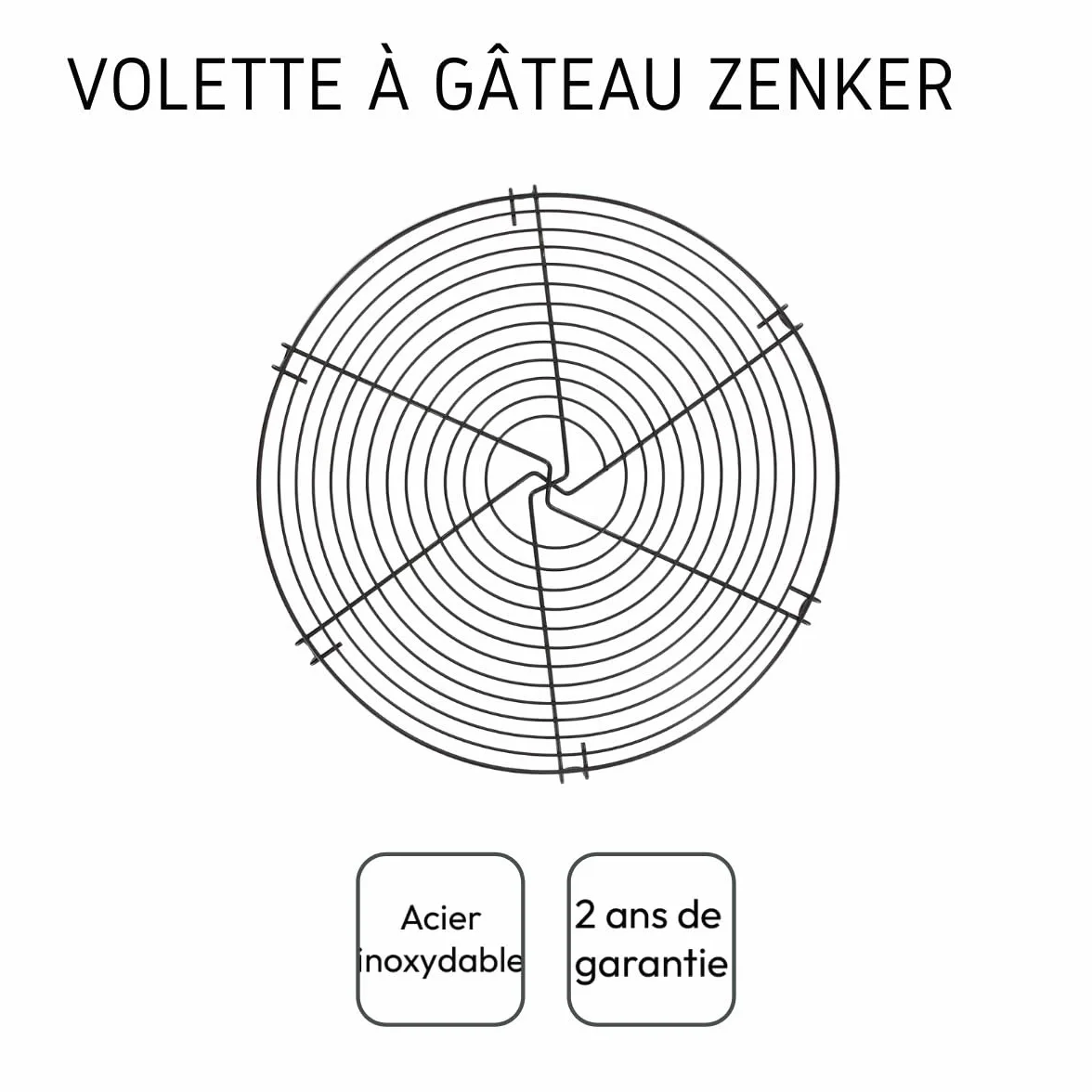 Zenker Présentoir à gâteau 30 cm Métal Noir grille de refroidissement