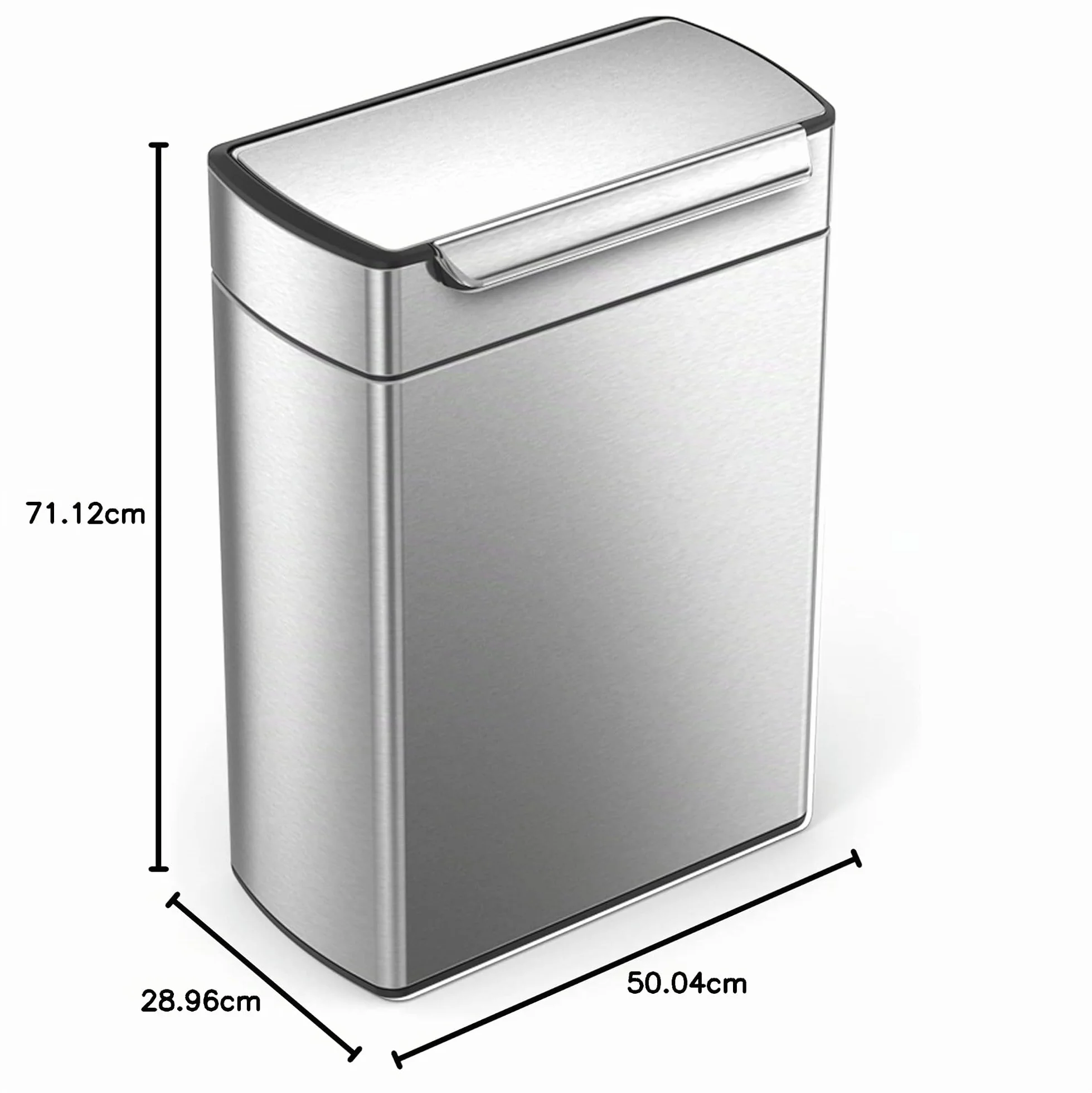 Simplehuman CW2018 poubelle de recyclage touch-bar acier inoxydable brossé 48 litres