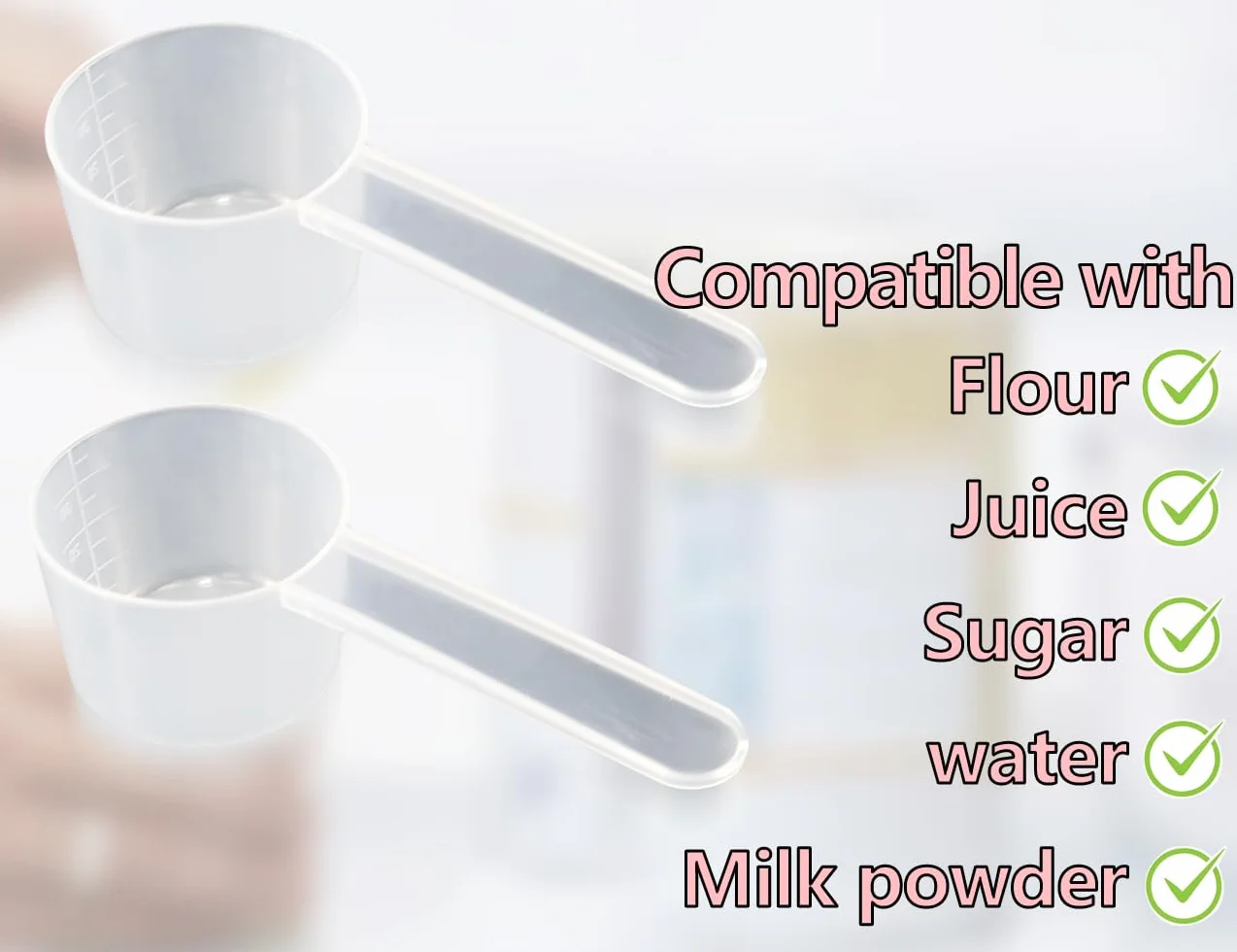 Lot de 4 cuillères doseuses transparentes graduées 40-100 ml pour lessive, protéines, poudre