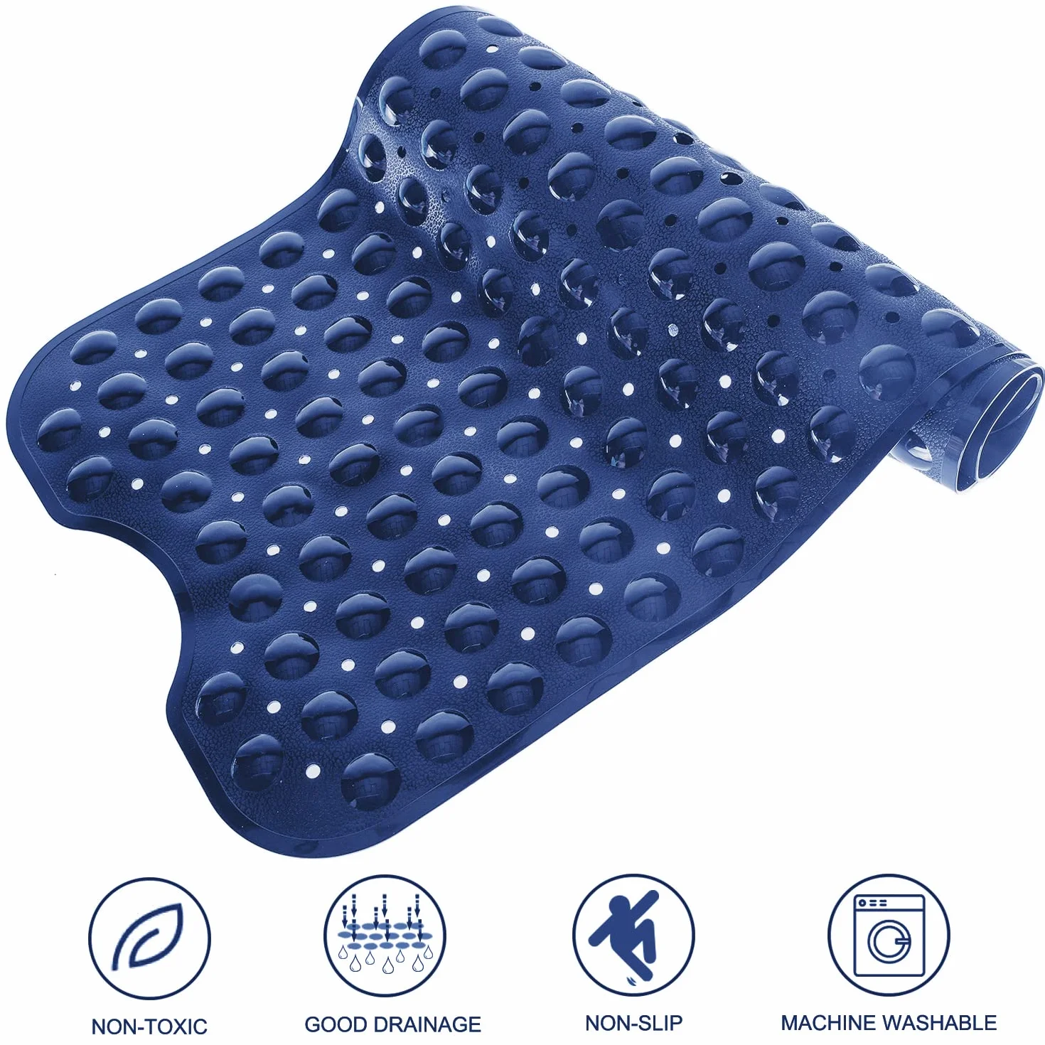 Tapis de bain antidérapant extra long 99 x 40,6 cm lavable en machine bleu marine