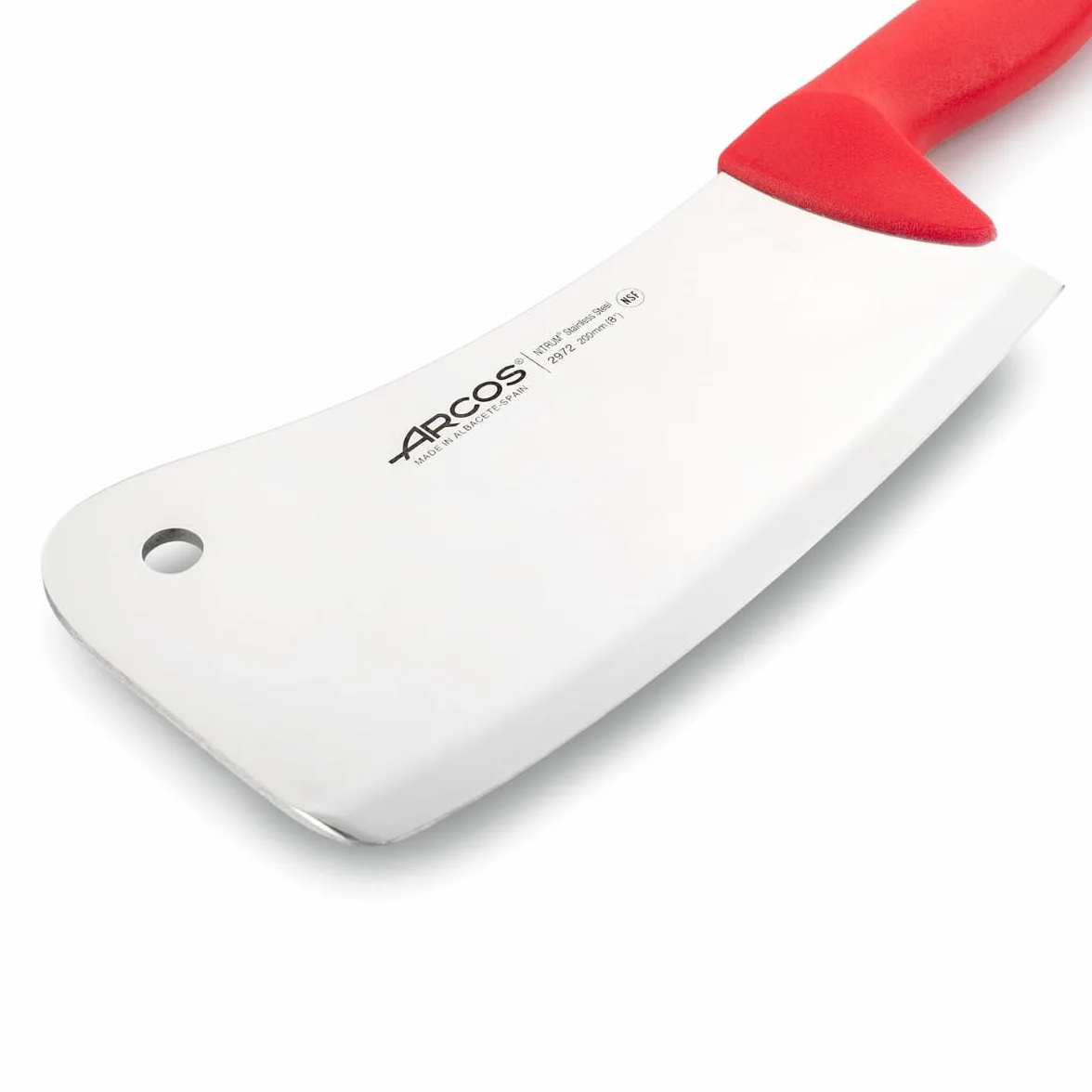 Arcos Couteau à Viande Acier Inoxydable Nitrum Lame 200 mm – Couteau de Boucher Professionnel, Poignée Ergonomique Polypropylène Rouge Série 2900
