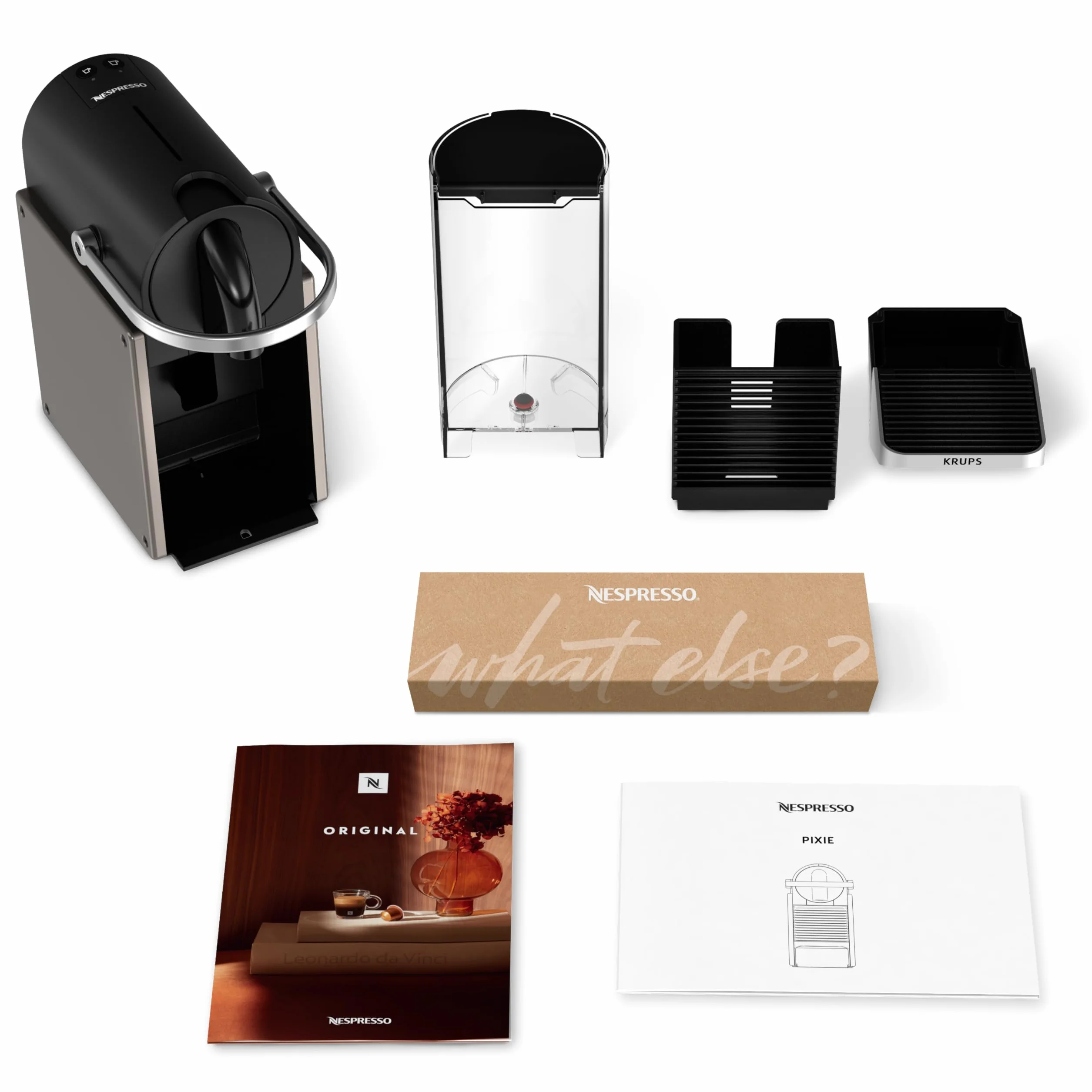 Krups Nespresso Pixie Machine à Café Titane 19 Bars Design Compact Expresso Lungo
