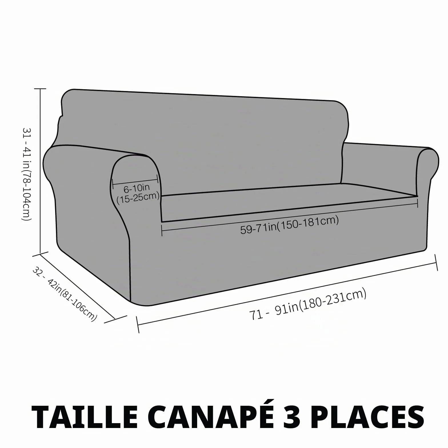 MAXIJIN Housse de canapé en Velours épais 3 Places Super Extensible pour Chiens Cat Pet Friendly 1-Piece Elastic Furniture Protector Gris