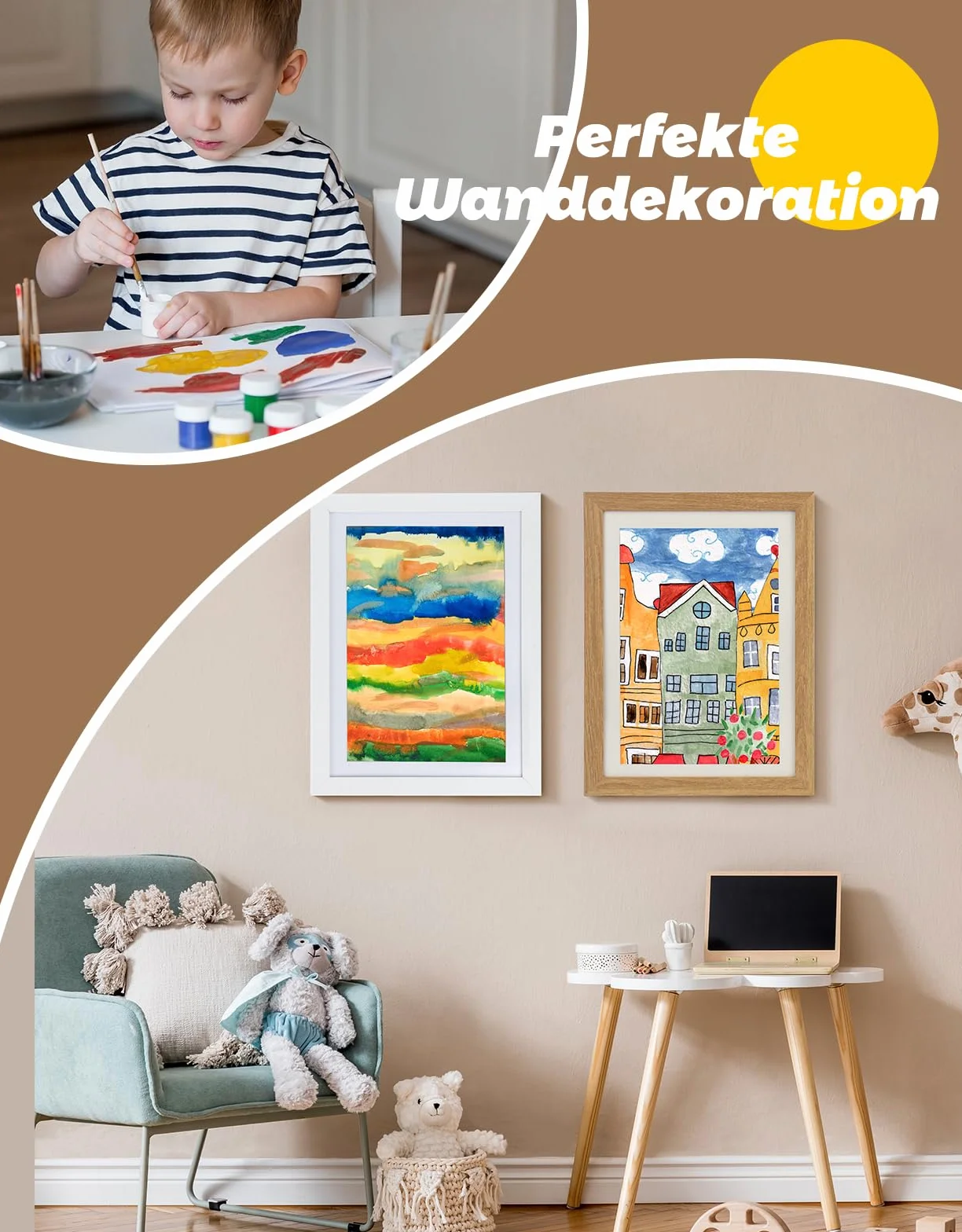 Cadre photo A4 bois épais 25x34x4 cm Blanc rabat interchangeable