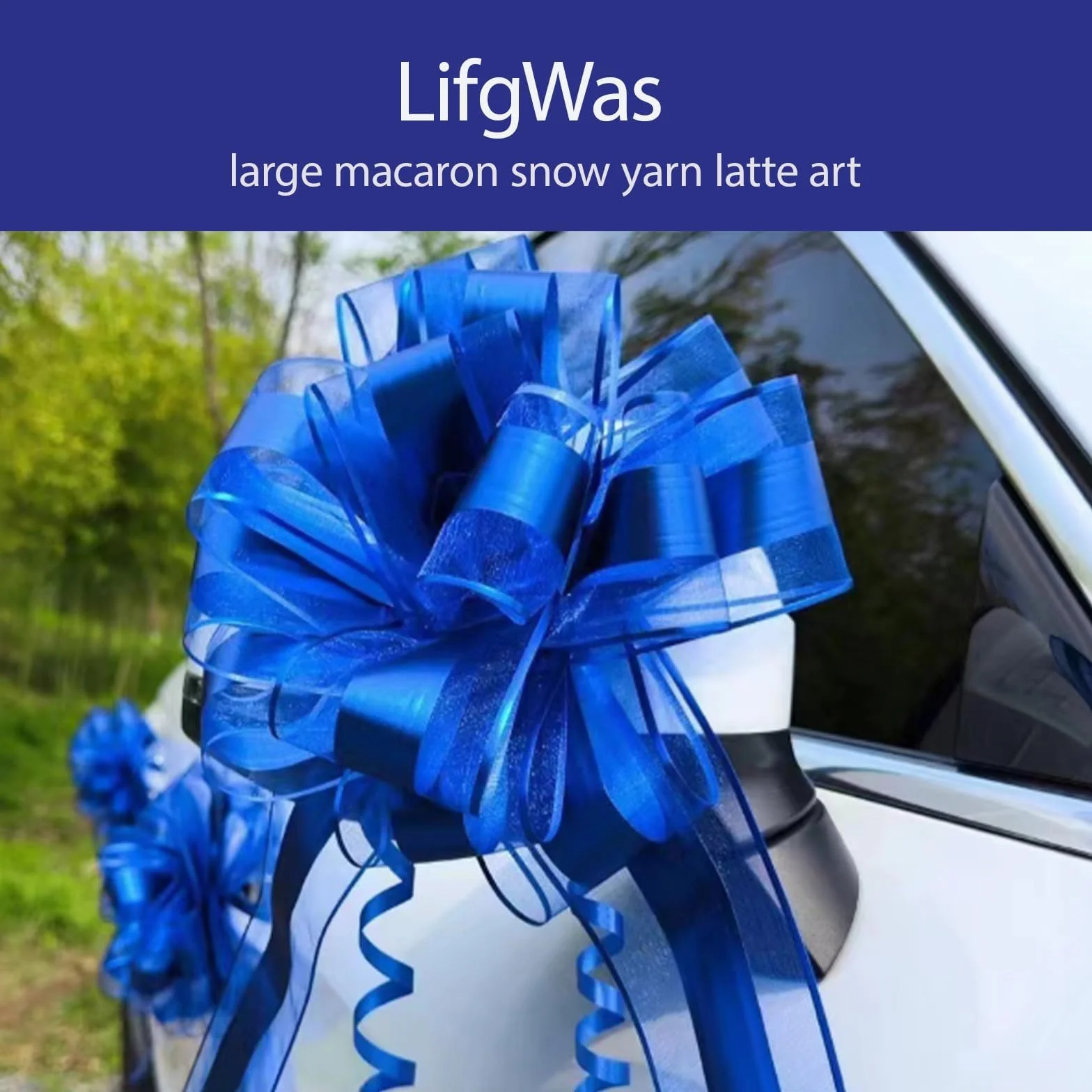 Nœud Cadeau Bleu Grand 25cm - Ruban à Tirer Manuellement pour Emballage Mariage Anniversaire Noël