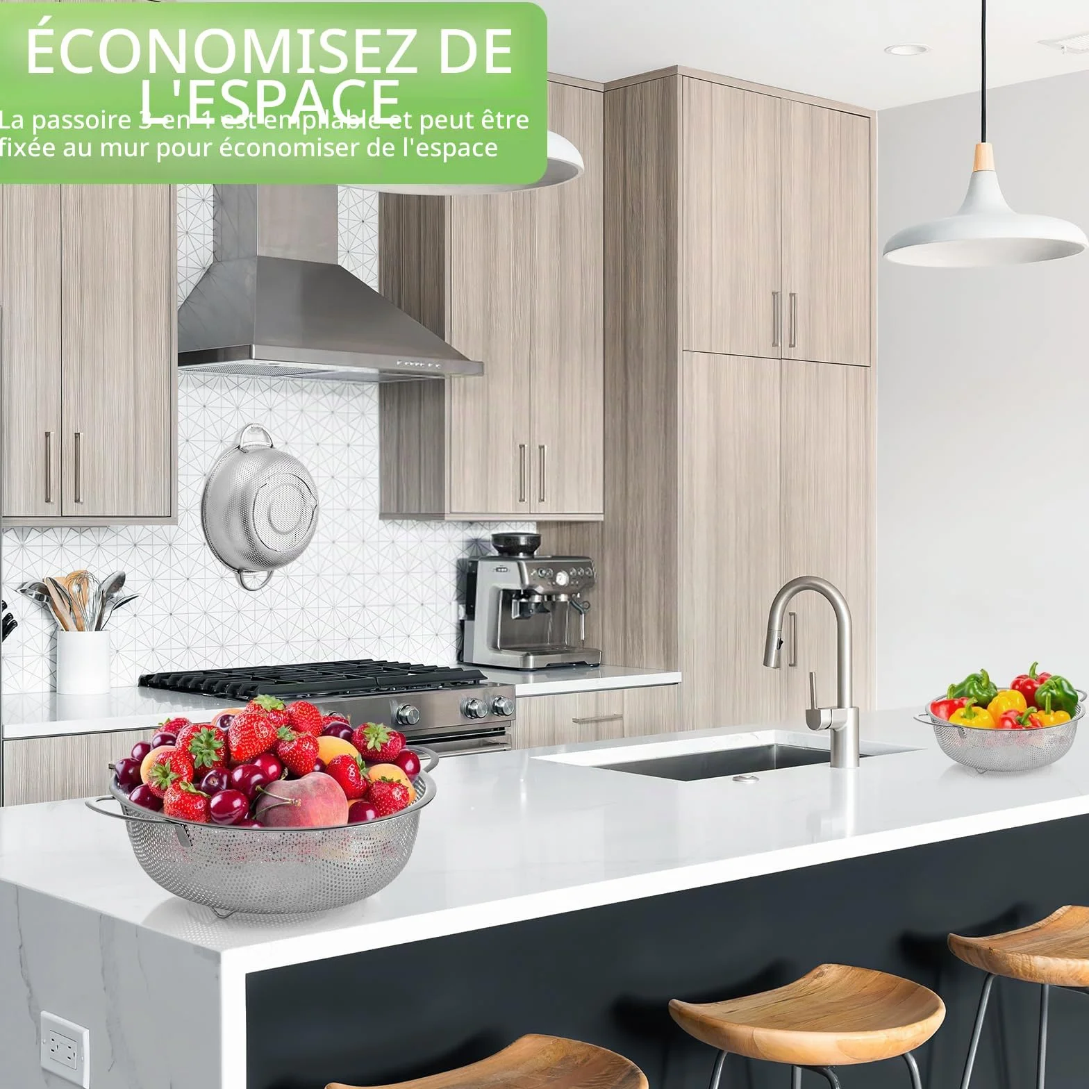 Passoires en Acier Inox Microperforée 16/22/28 cm Set de 3