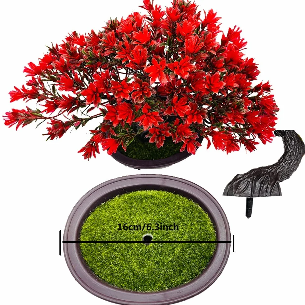 Bonsaï Artificiel Réaliste Genévrier Japonais Arbre Décoratif en Pot Maison Bureau