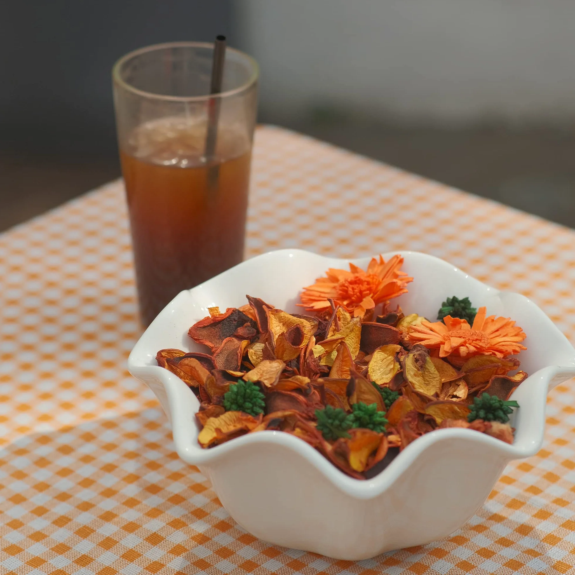 Qingbei Rina Pot Pourri Parfumé 90g Sachets Orange Fleurs Séchées pour Maison et Centre de Table