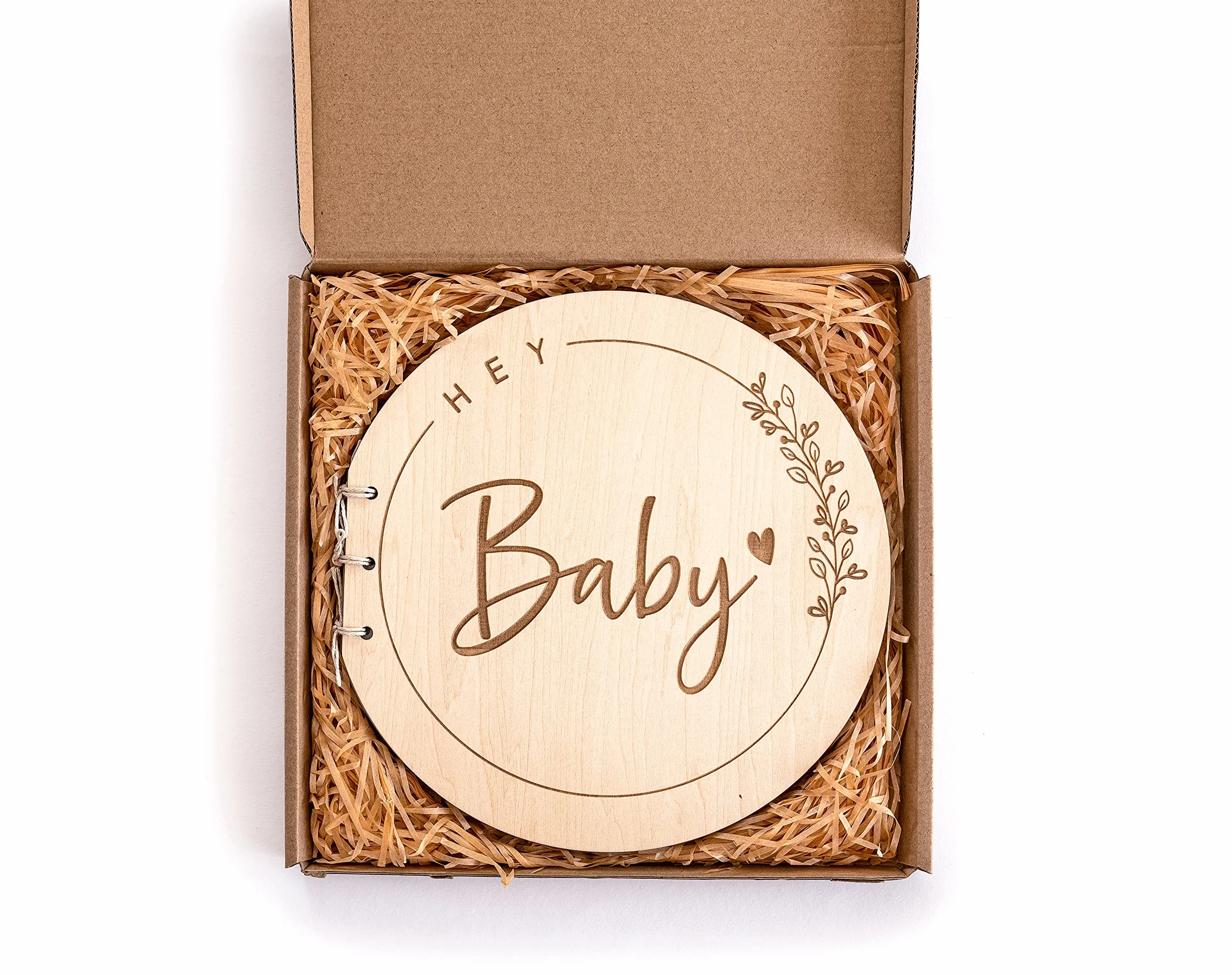 Mikito Livre d'or couverture bois baby shower fille cadeau fête prénatale
