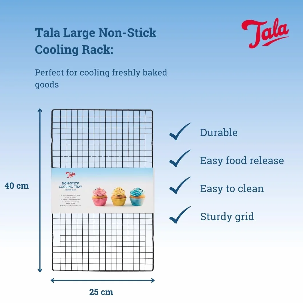 Grille de Refroidissement Antiadhésive Tala Grande 40 x 25 cm Noir