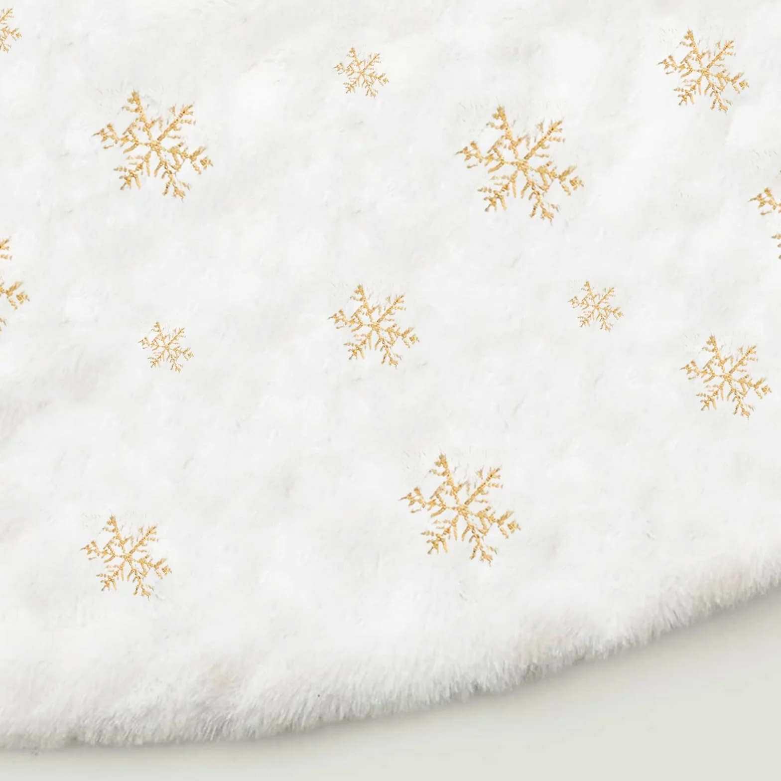 Jupe pour Sapin de Noël Or 90cm Blanche Flocon de Neige