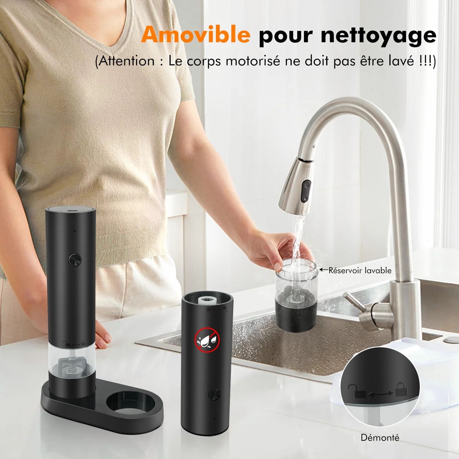 Moulin à Poivre Électrique Rechargeable USB Lot de 2 avec Base Réglable