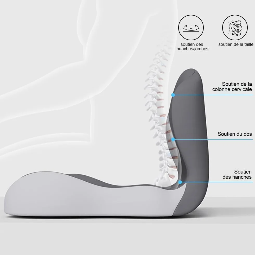 Coussin ergonomique en mousse mémoire pour siège, soutien sciatique et coccyx
