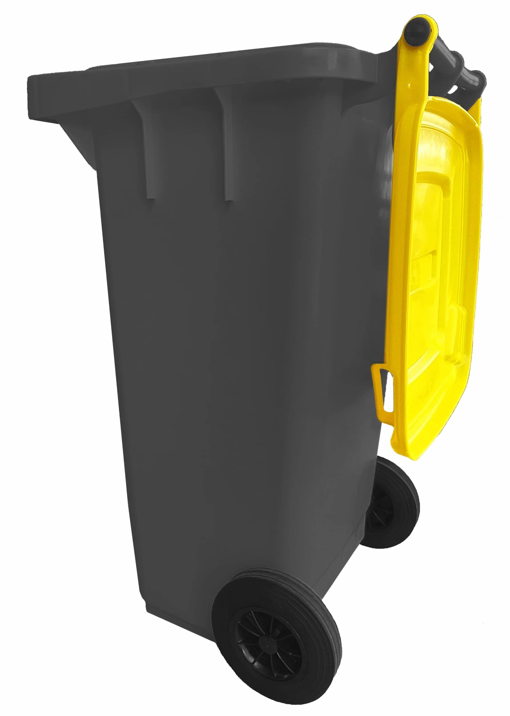 Mobil Plastic Poubelle à roulettes 240 L Gris Jaune Uni EN 840 pour tri sélectif extérieur