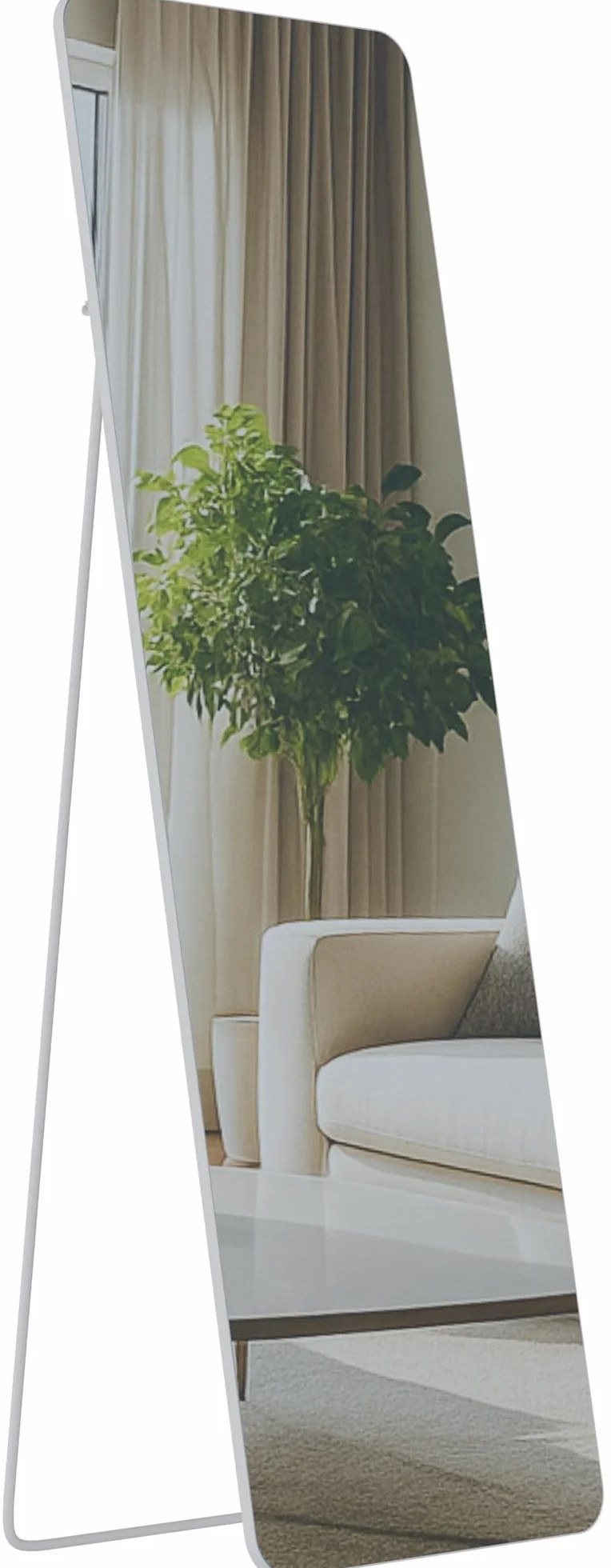 Miroir Grand Gurnee Blanc Mat 160x50 cm Miroir Mural Integral Cadre Metallique