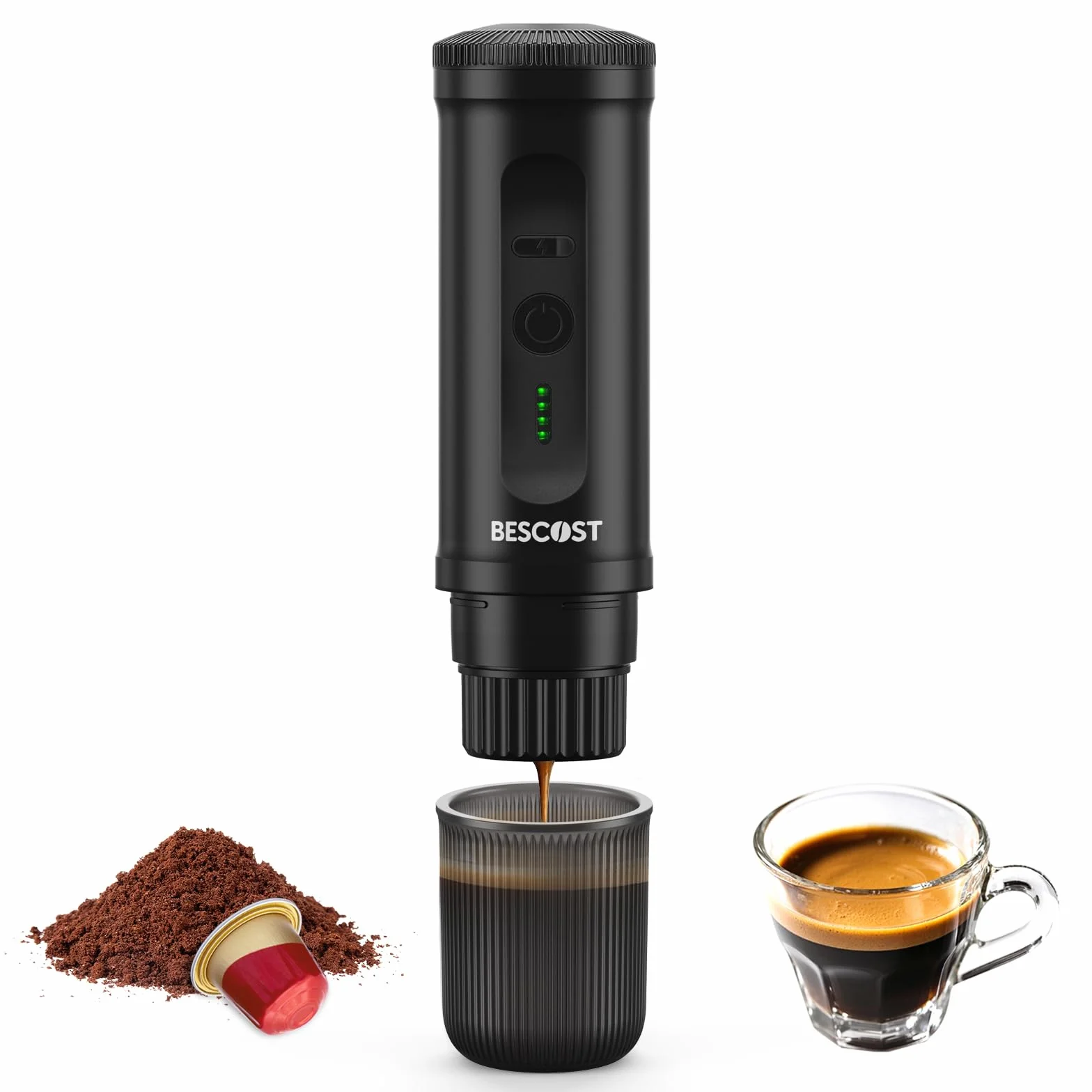 Machine à Café Portable 2 en 1 9600 mAh 20 Bars Rechargeable pour Voyage
