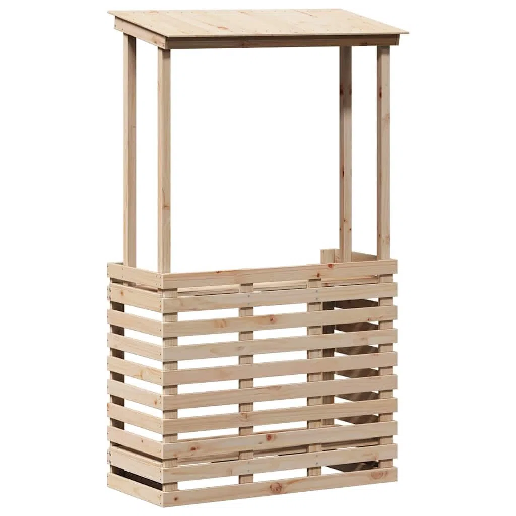 vidaXL Table de Bar d'extérieur et Toit 112,5x57x195,5 cm Bois Massif